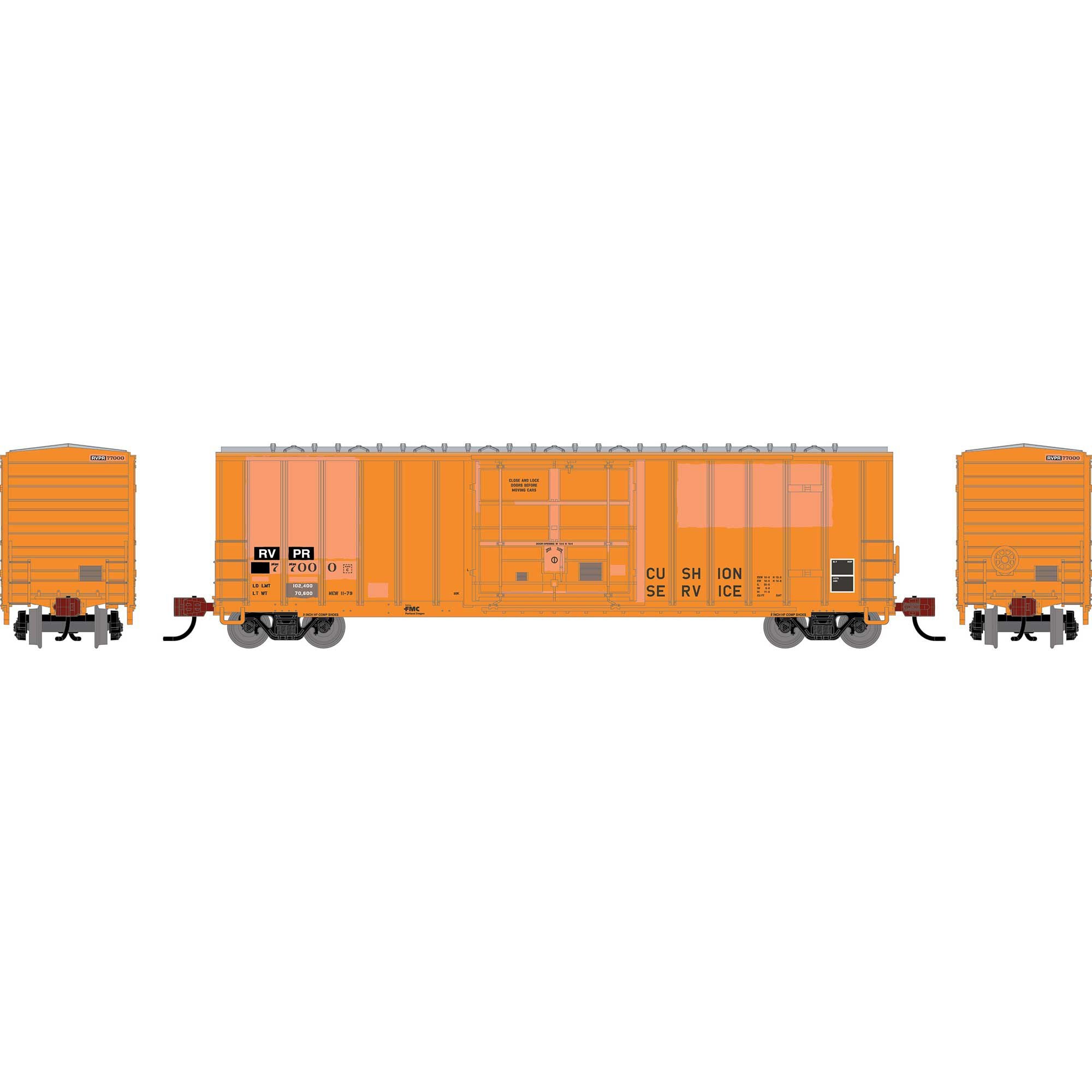 PREORDER Athearn N 2817 50' FMC 5327 12' Plug Door Box Car, Riverport (Primed for Grime) #77000