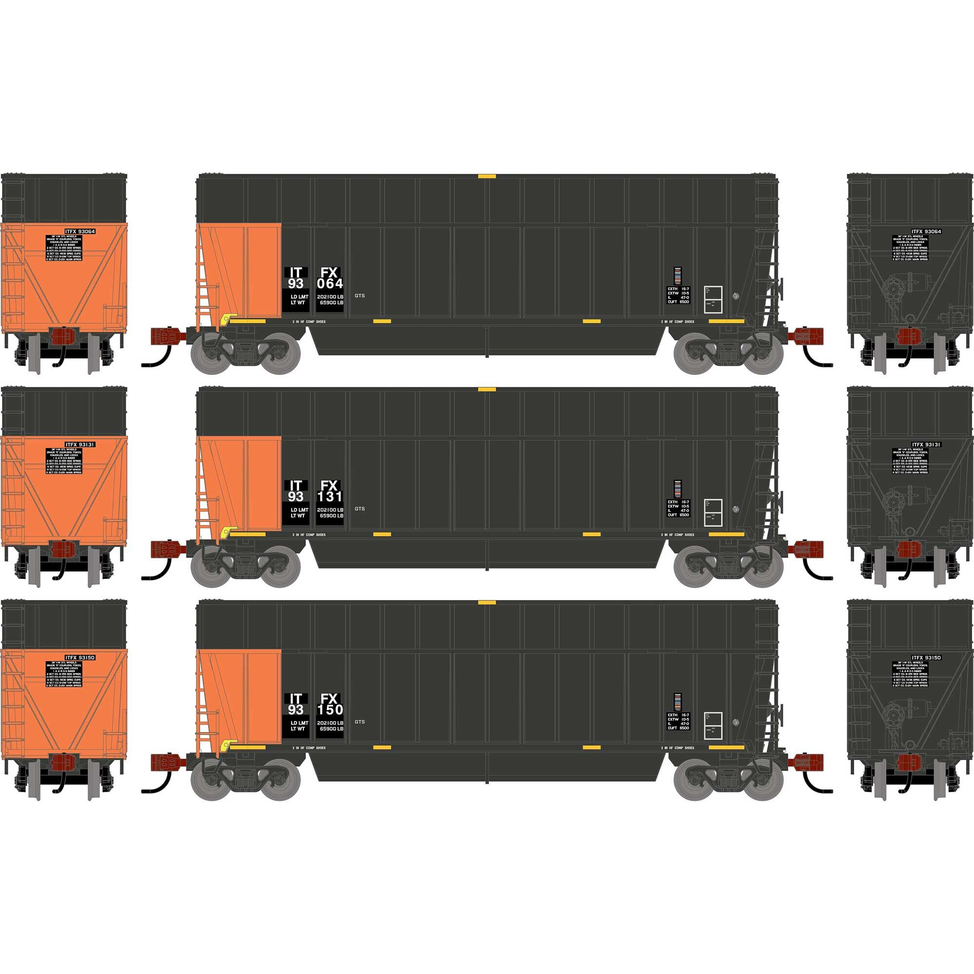 PREORDER Athearn N 2822 Berwick Bathtub Gondola with Extended Sides, Infinity Transportation (Primed for Grime) #93064/93131/93150 (3-Pack)