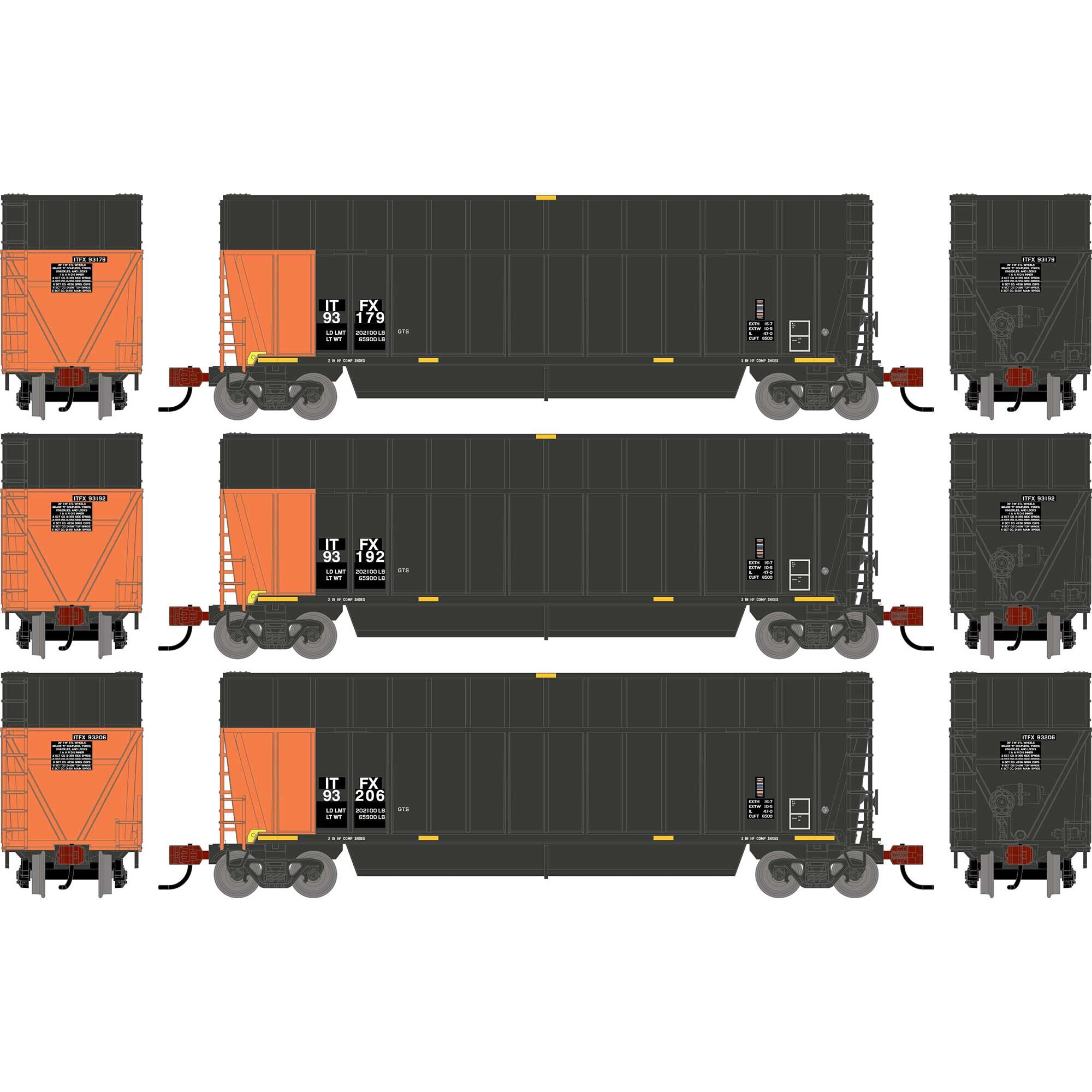 PREORDER Athearn N 2823 Berwick Bathtub Gondola with Extended Sides, Infinity Transportation (Primed for Grime) #93179/93192/93206 (3-Pack)