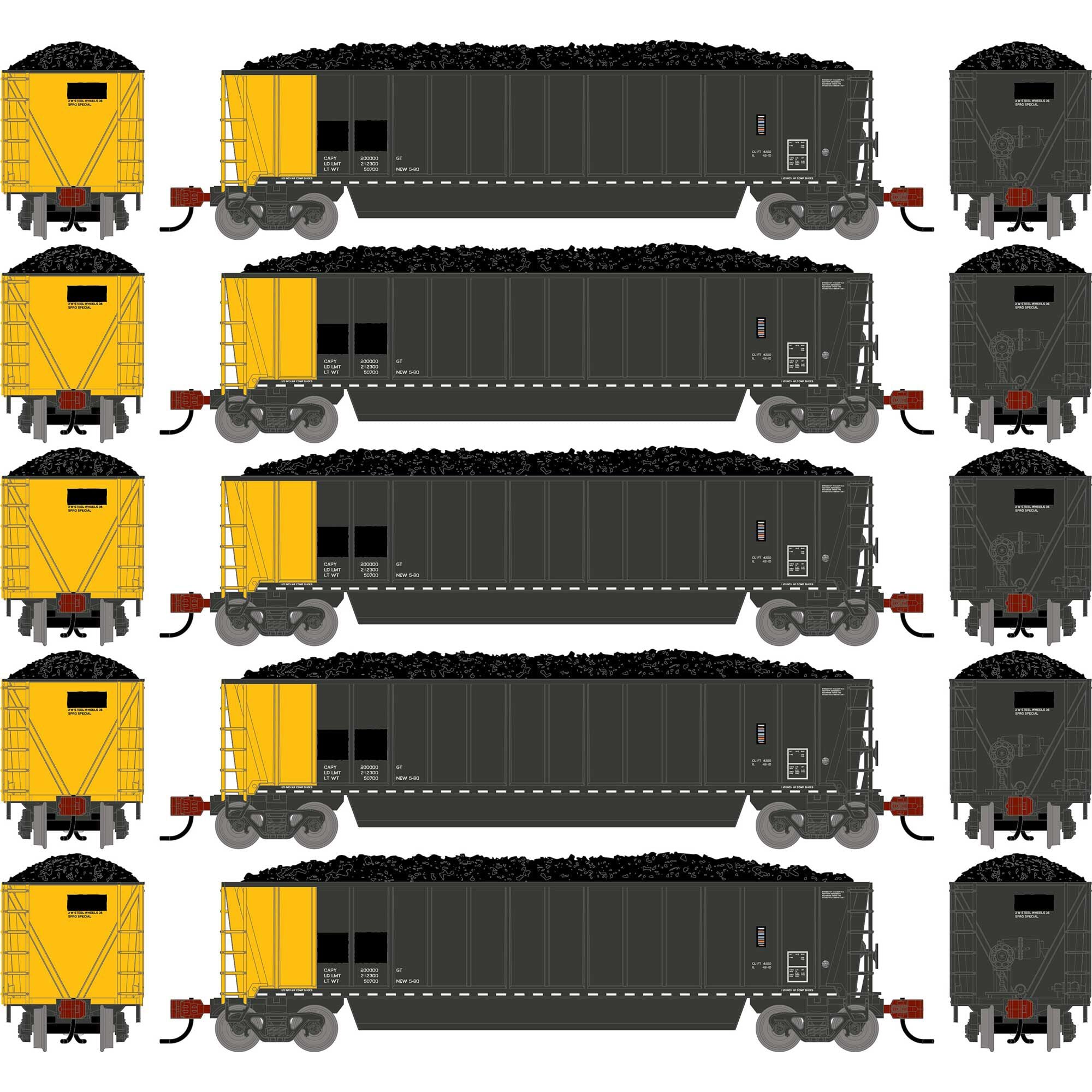 PREORDER Athearn N 2825 Berwick Bathtub Gondola with Standard Sides & Load, Data Only (Primed for Grime) (5-Pack)