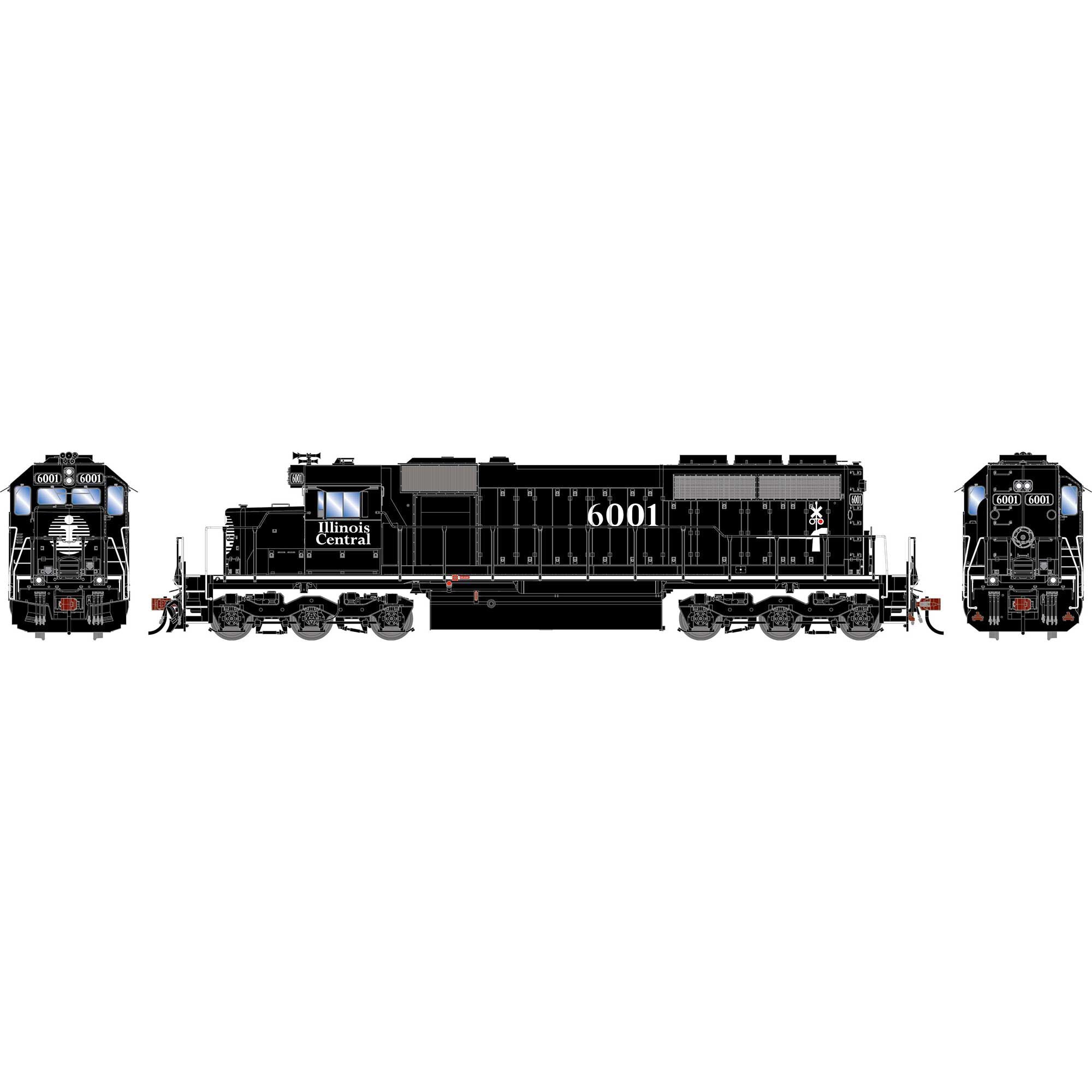 PREORDER Athearn HO 2839 SD40R Diesel Locomotive, Illinois Central OLS #6001 | 161.14