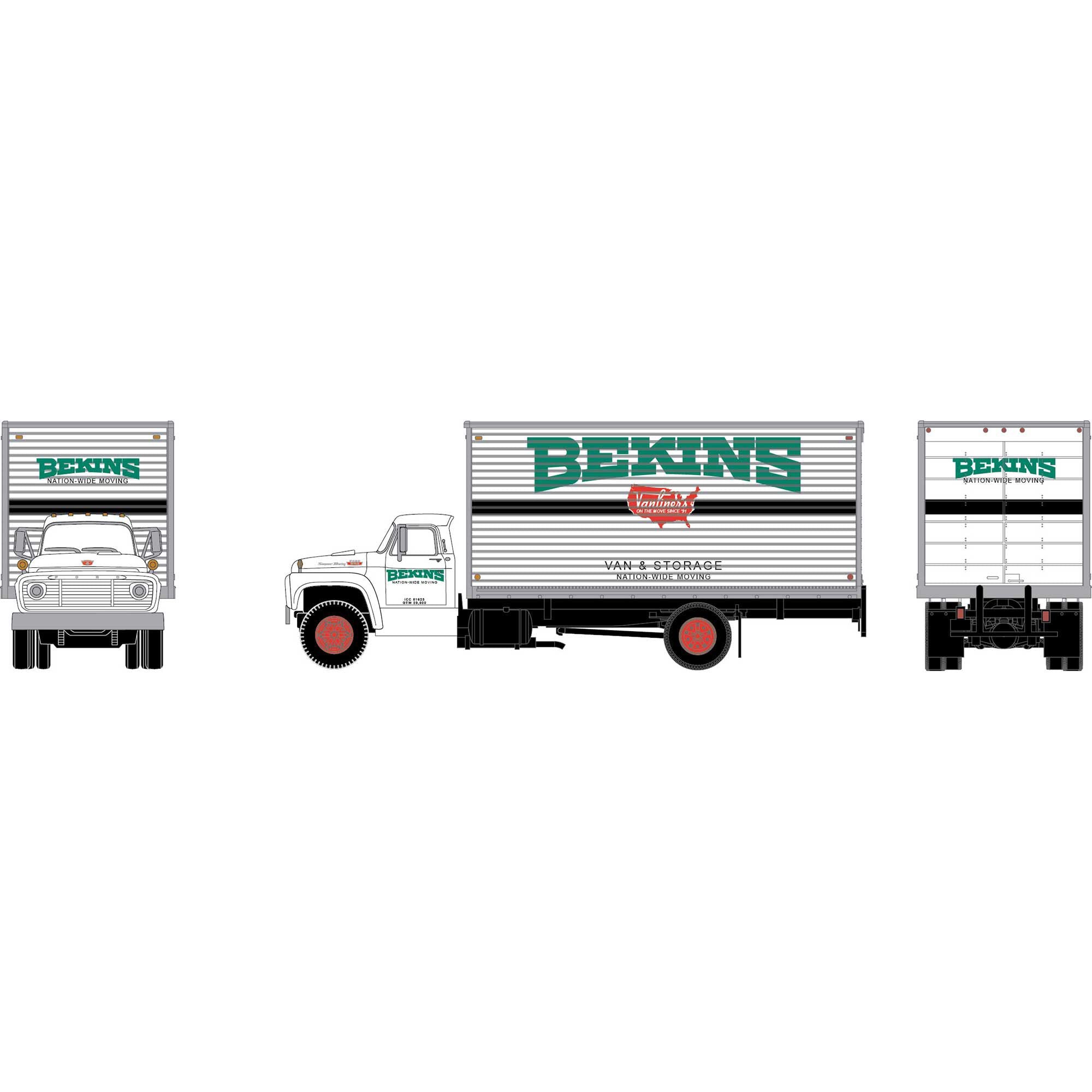 PREORDER Athearn HO 2888 Ford F-850 Box Van, Bekins | 33.04