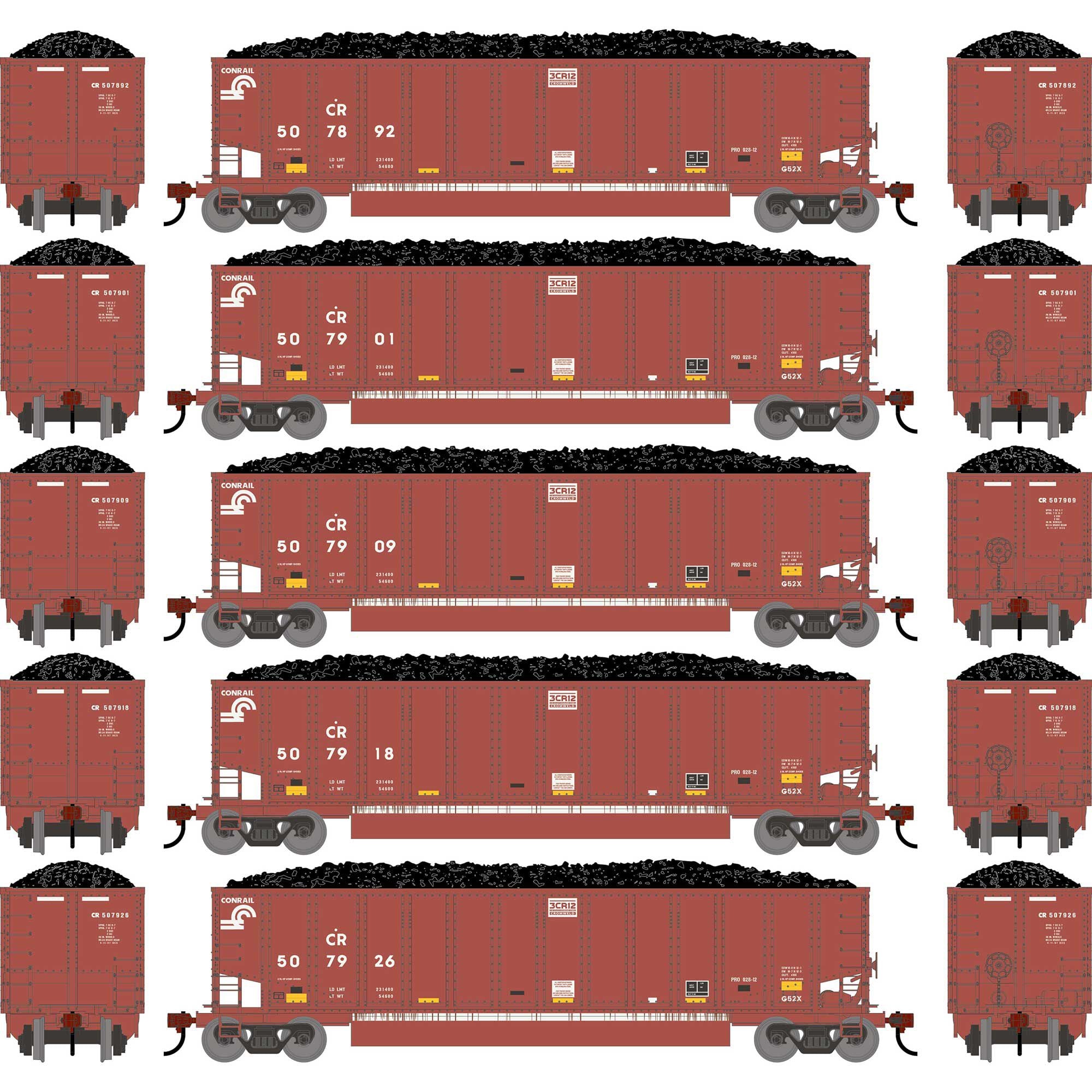 PREORDER Athearn HO 2901 Bethgon Coalporter with Coal Load, Conrail Primed For Grime #507892/507901/507909/507918/507926 (5-Pack)