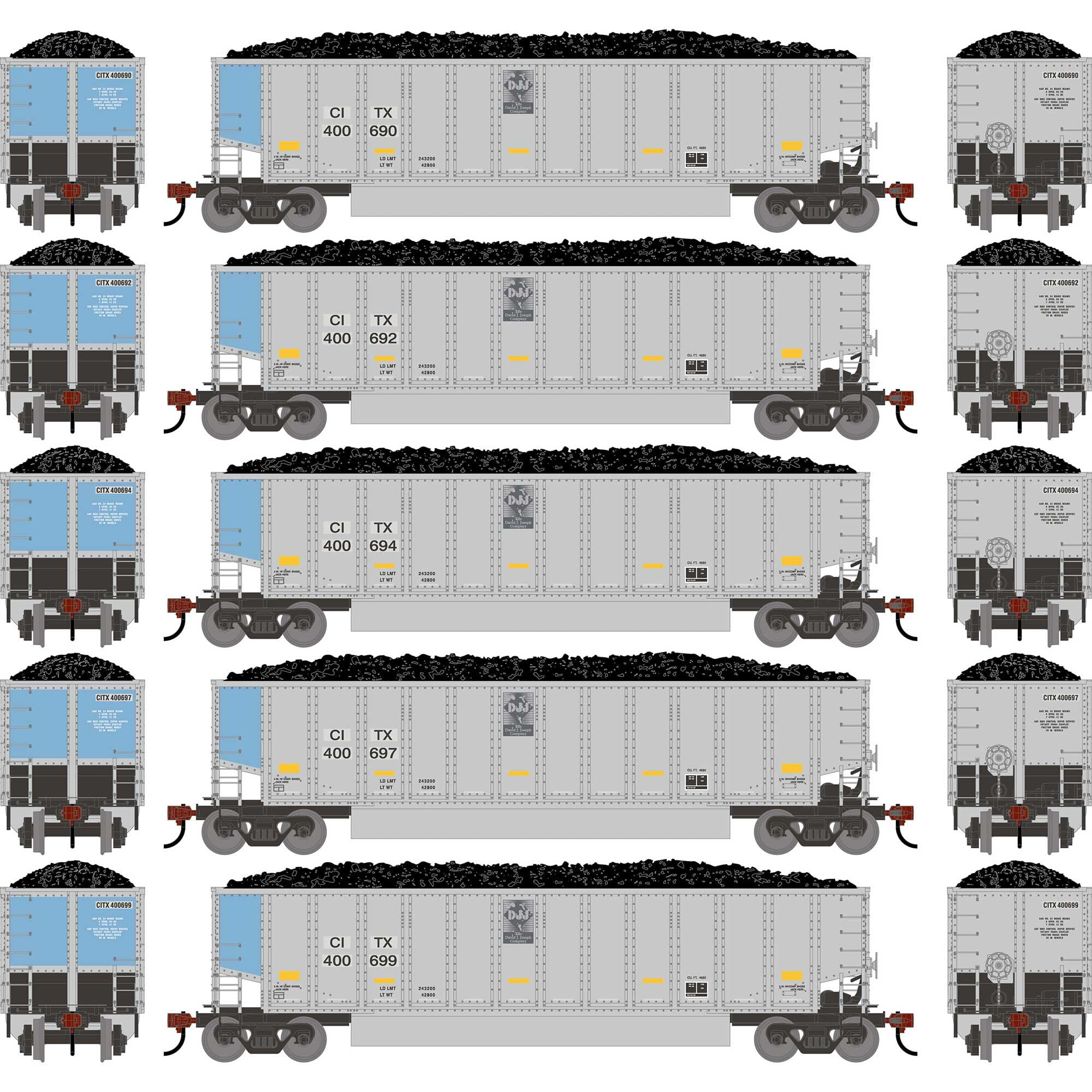 PREORDER Athearn HO 2903 Bethgon Coalporter with Coal Load, CIT Group Primed For Grime #400690/400692/400694/400697/400699 (5-Pack)
