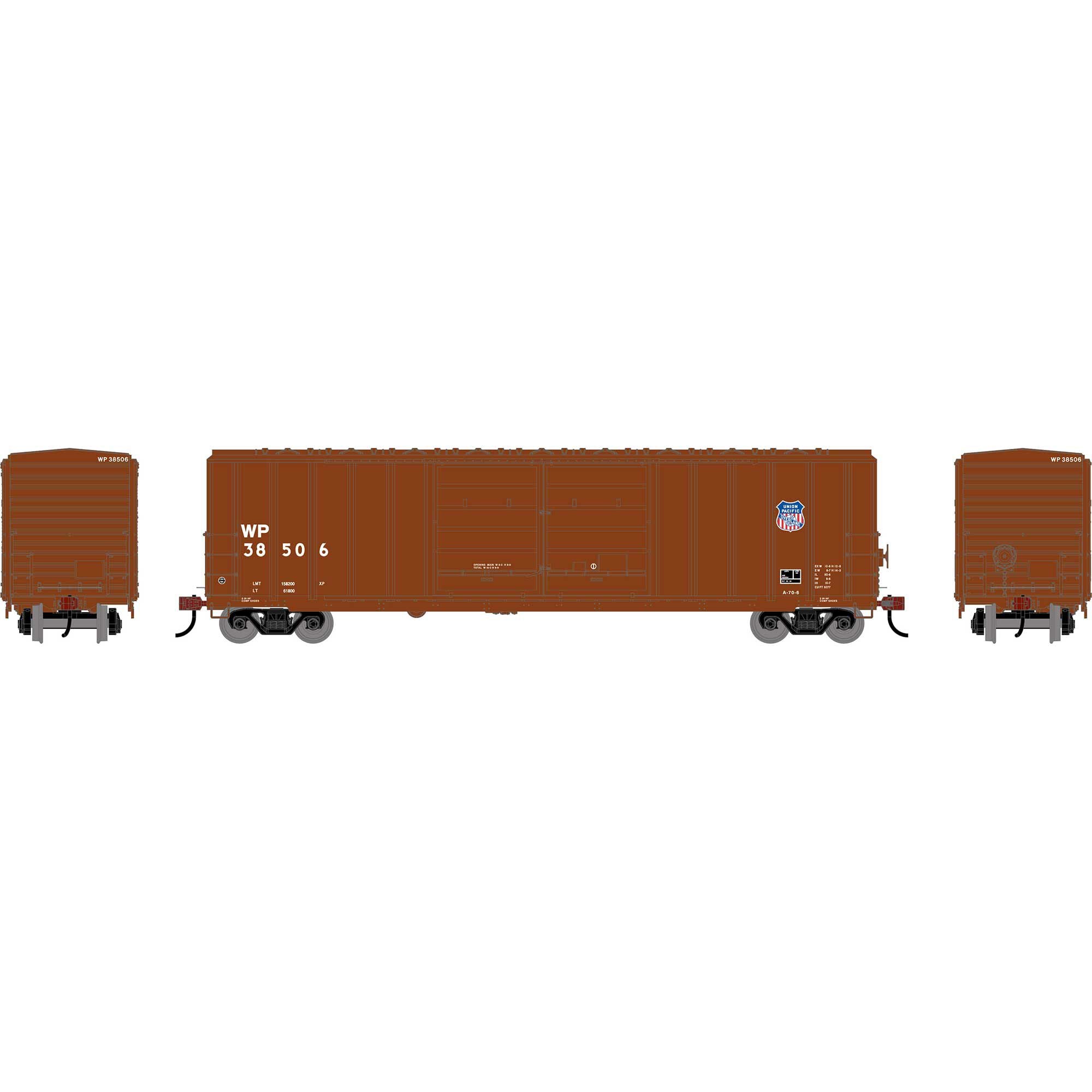 PREORDER Athearn HO 2910 50' FMC 5077 Centered Double Door Box Car, Union Pacific WP #38506