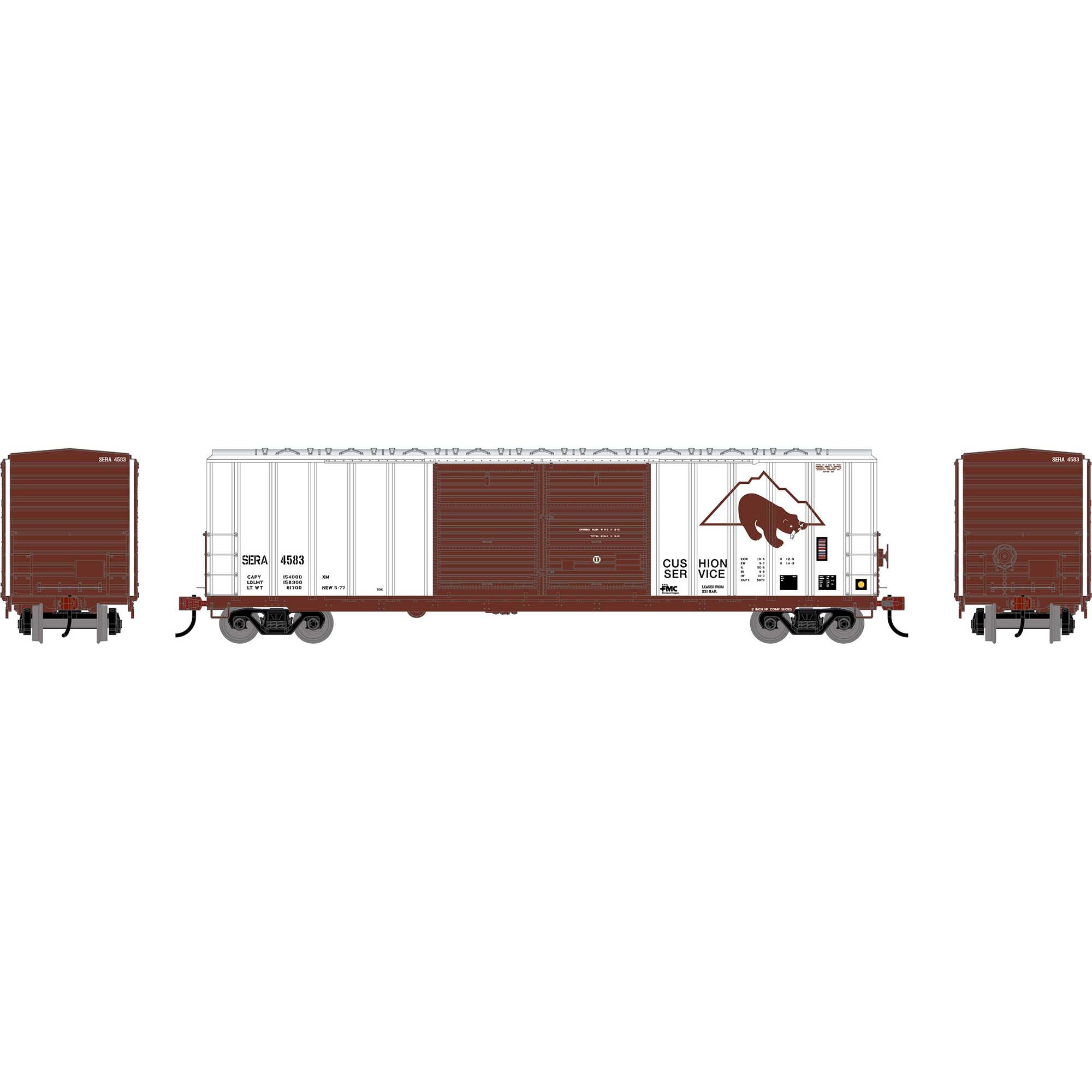 PREORDER Athearn HO 2921 50' FMC 5077 Centered Double Door Box Car, Sierra #4583