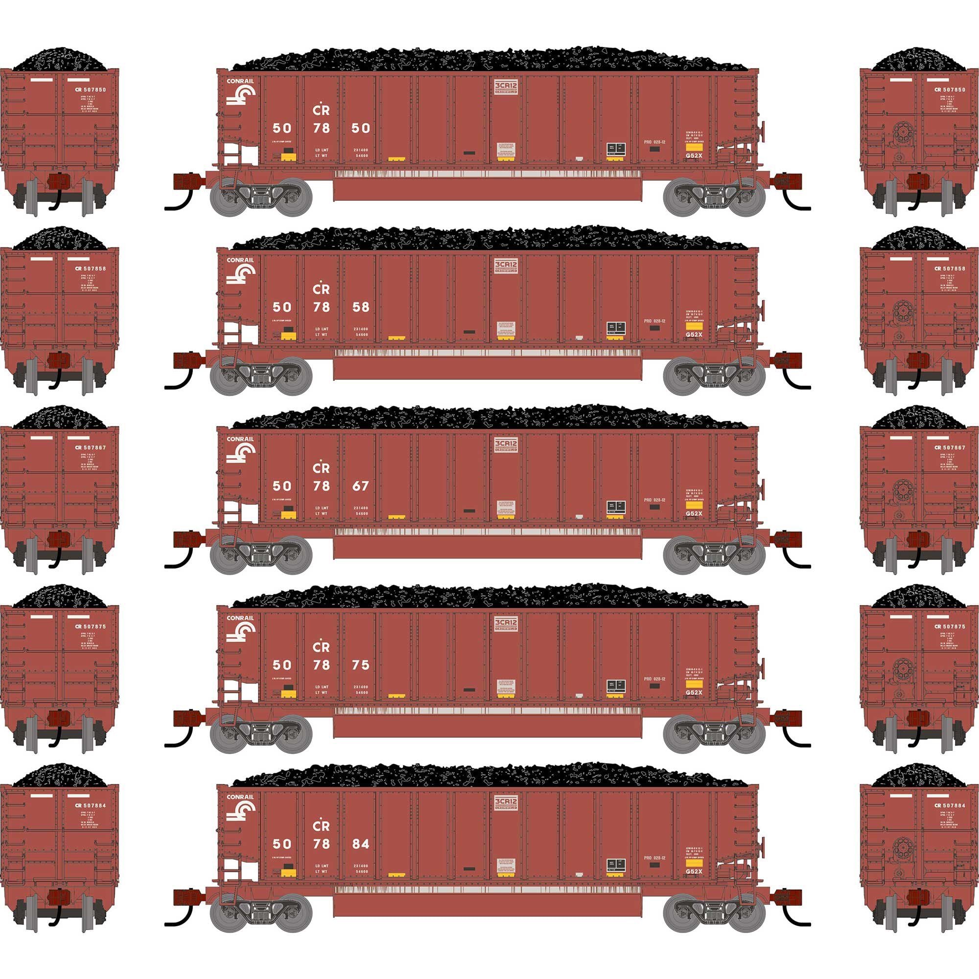 PREORDER Athearn N 2928 Bethgon Coalporter with Coal Load, Conrail Primed For Grime #507850/507858/507867/507875/507884 (5-Pack)