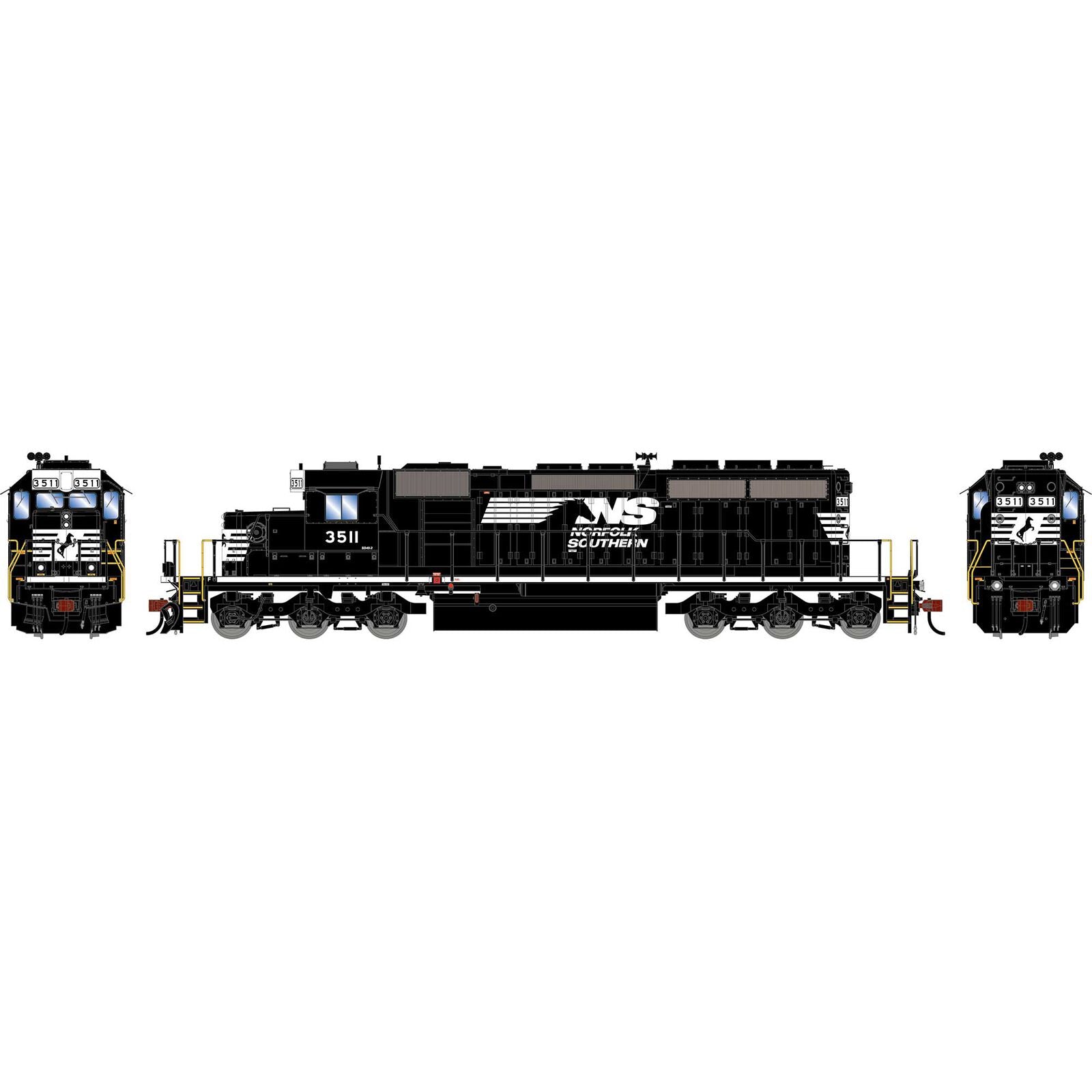 PREORDER Athearn HO 2963 SD40-2 Locomotive, Norfolk Southern Ex-BN 2010s #3511