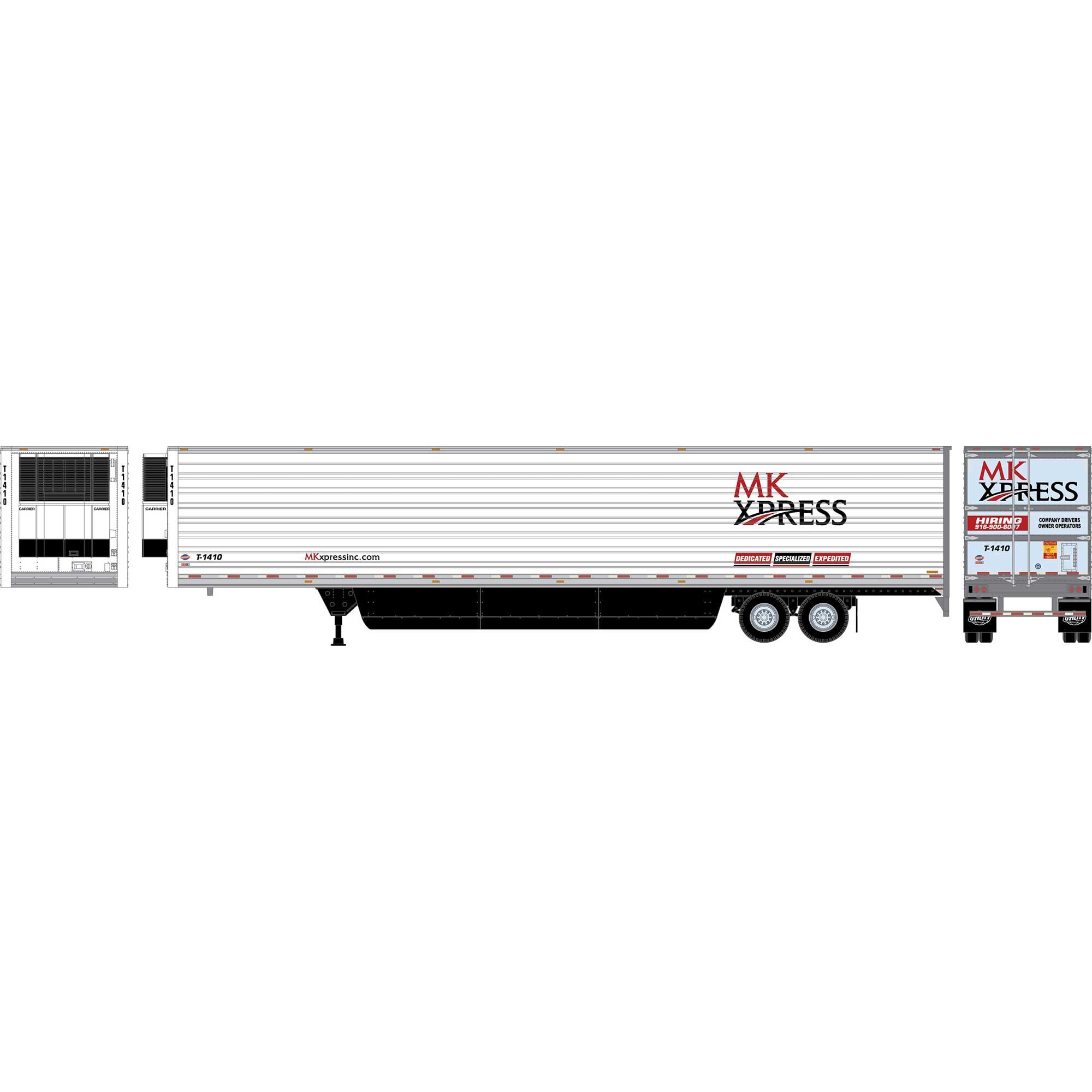 PREORDER Athearn HO 2995 53' Utility Reefer Trailer, MK Express #T-1410