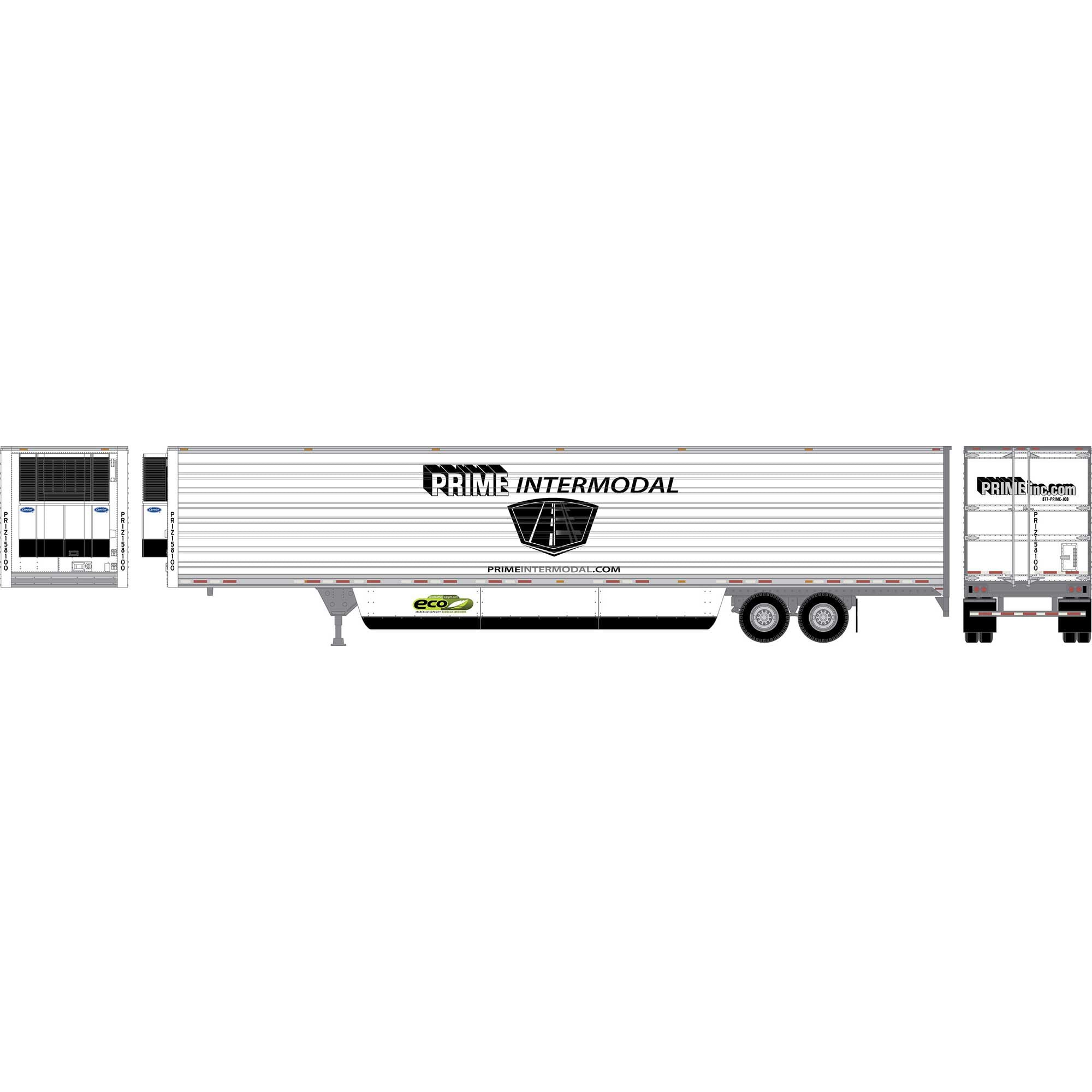 PREORDER Athearn HO 2997 53' Utility Reefer Trailer, Prime Intermodal #158100