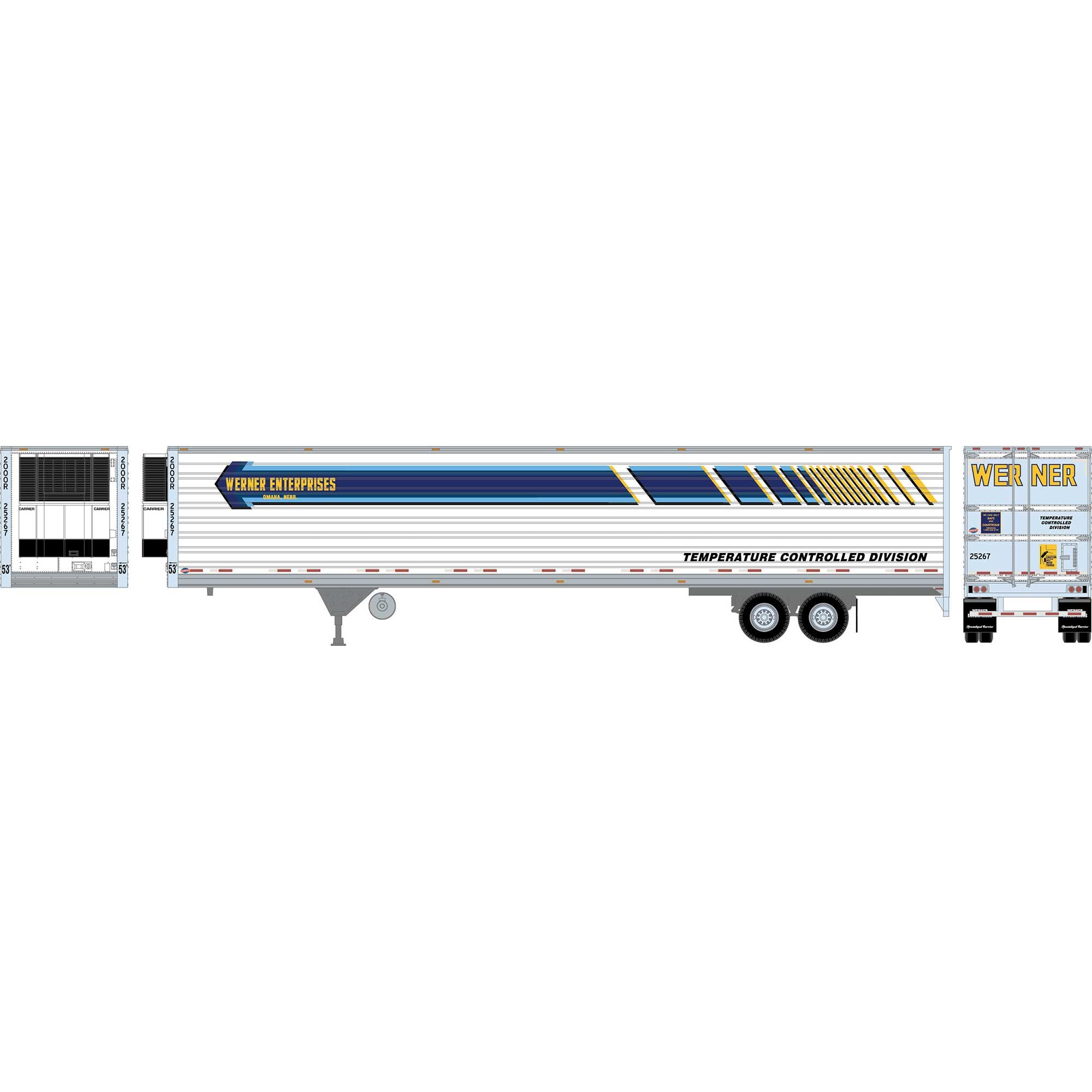 PREORDER Athearn HO 3005 53' Utility Reefer Trailer, Werner #25267