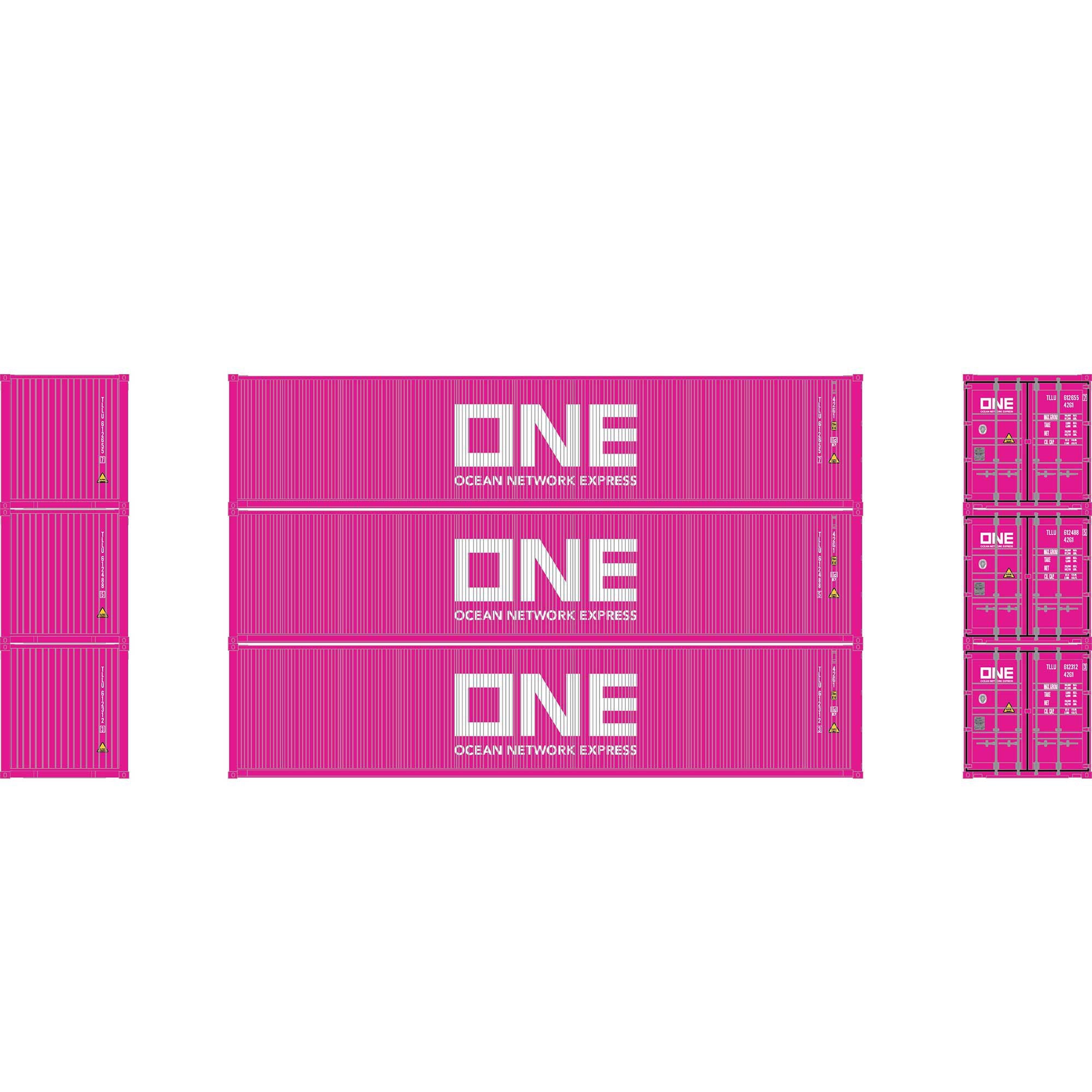 PREORDER Athearn HO 3021 40' Corrugated Low-Cube Container, Ocean Network Express #612312 3/612488 5/612655 7 (3-Pack)
