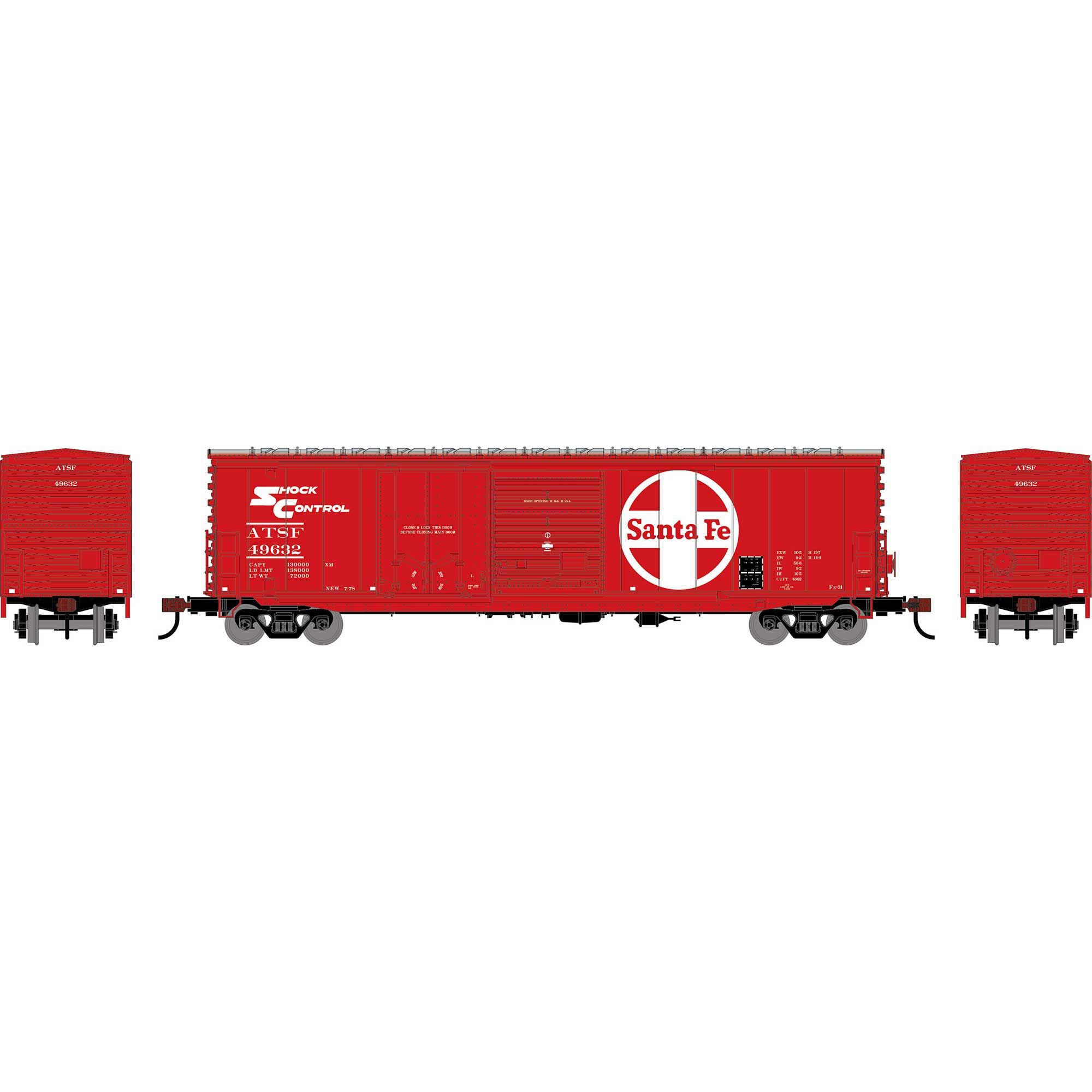 PREORDER Athearn HO 3040 50' ACF Combination Door Box Car, Atchison Topeka & Santa Fe #49632