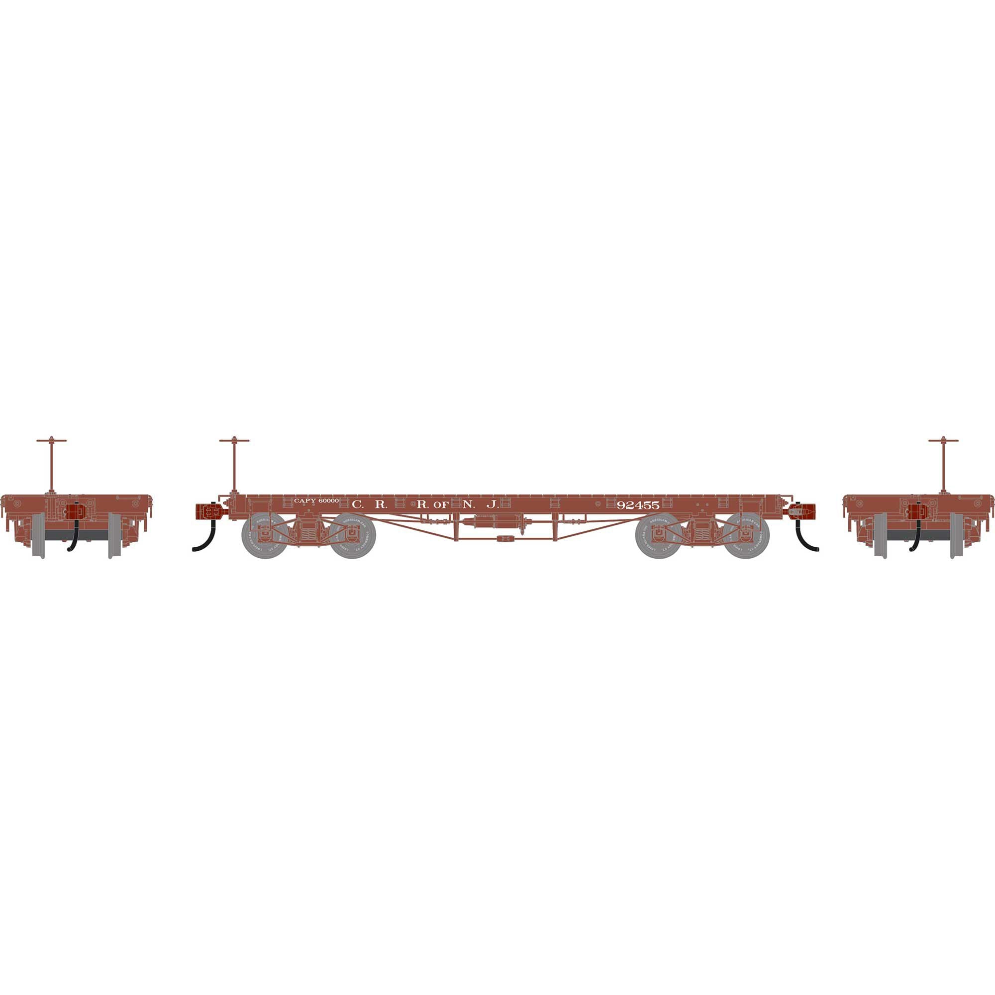 PREORDER Athearn HO 3098 36 Flat Car, Central of New Jersey #92455