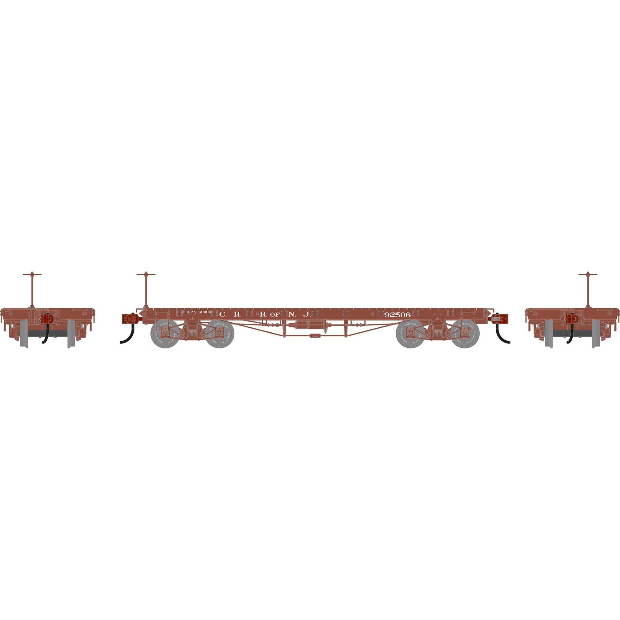 PREORDER Athearn HO 3099 36 Flat Car, Central of New Jersey #92506