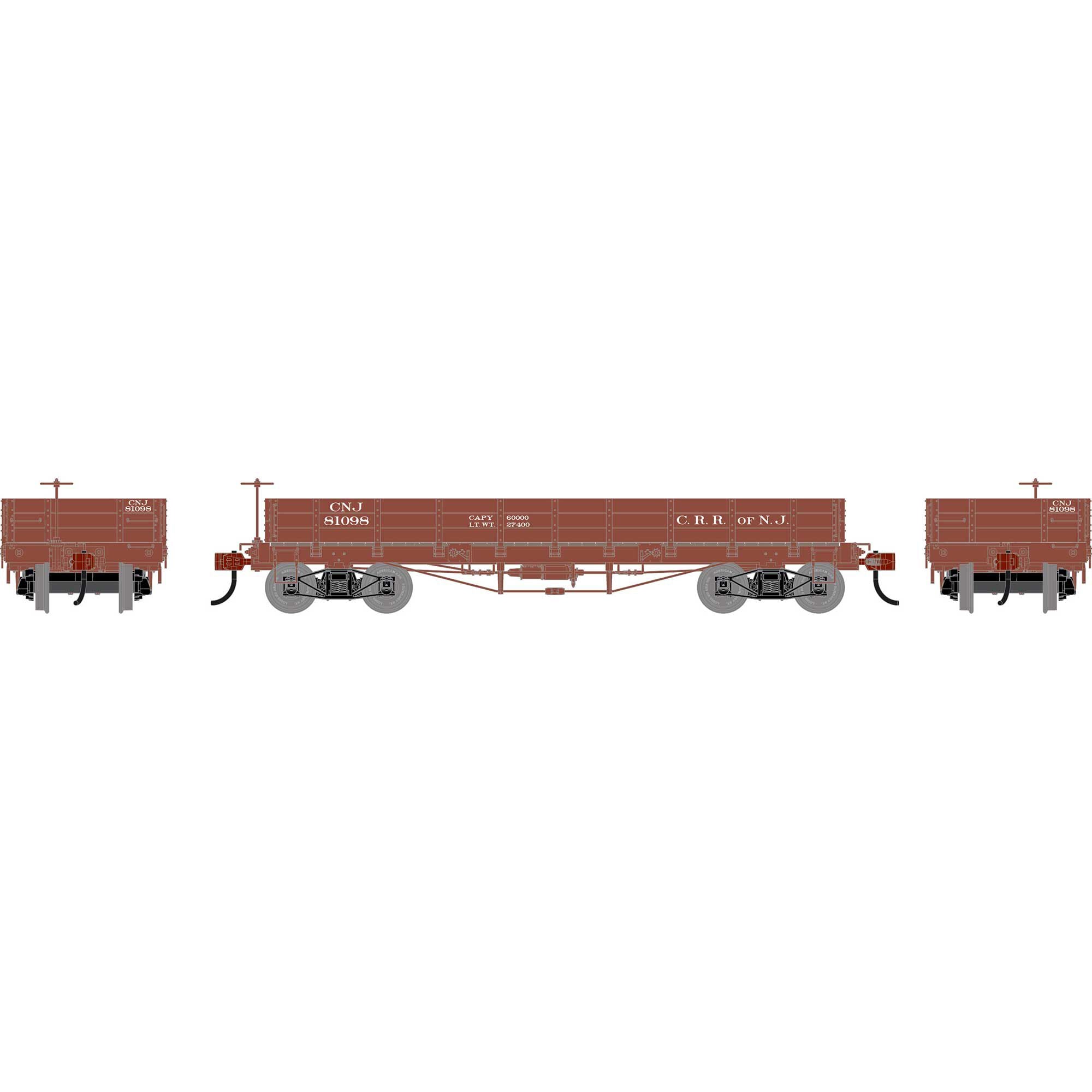 PREORDER Athearn HO 3116 36 Low Side Gondola with Drop Gates, Central of New Jersey #81098