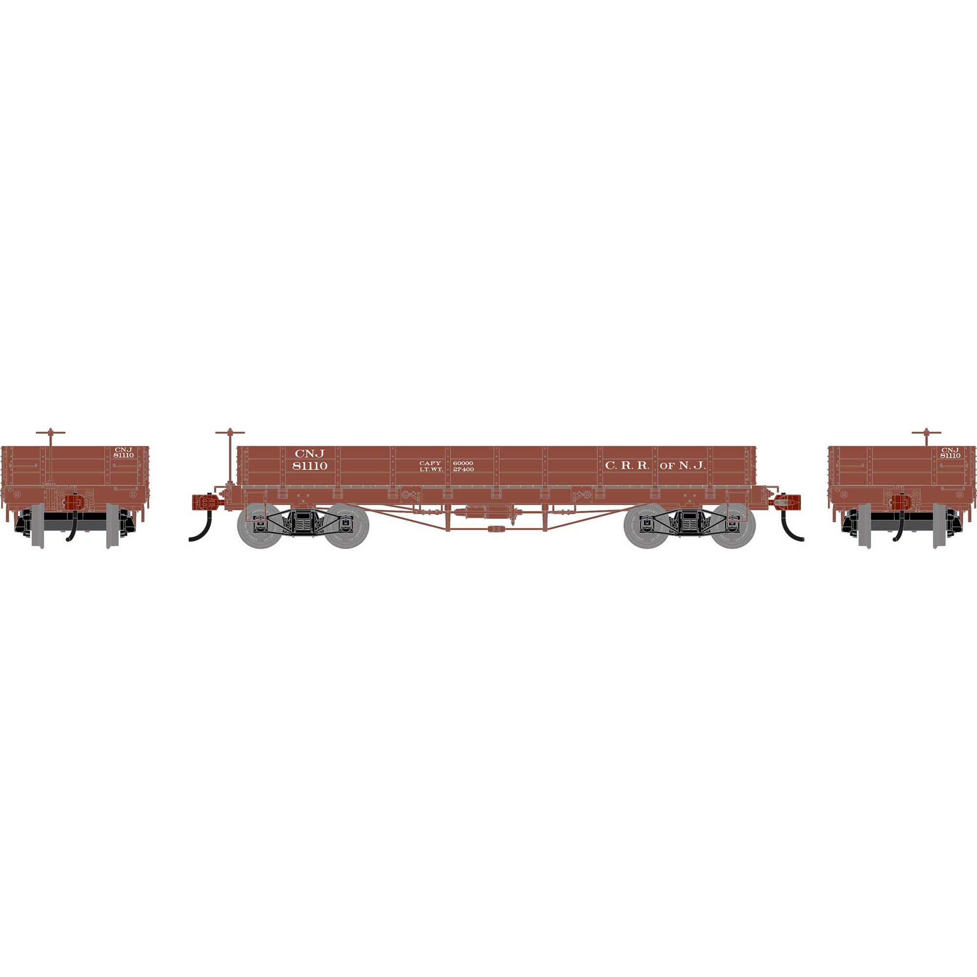 PREORDER Athearn HO 3117 36 Low Side Gondola with Drop Gates, Central of New Jersey #81110