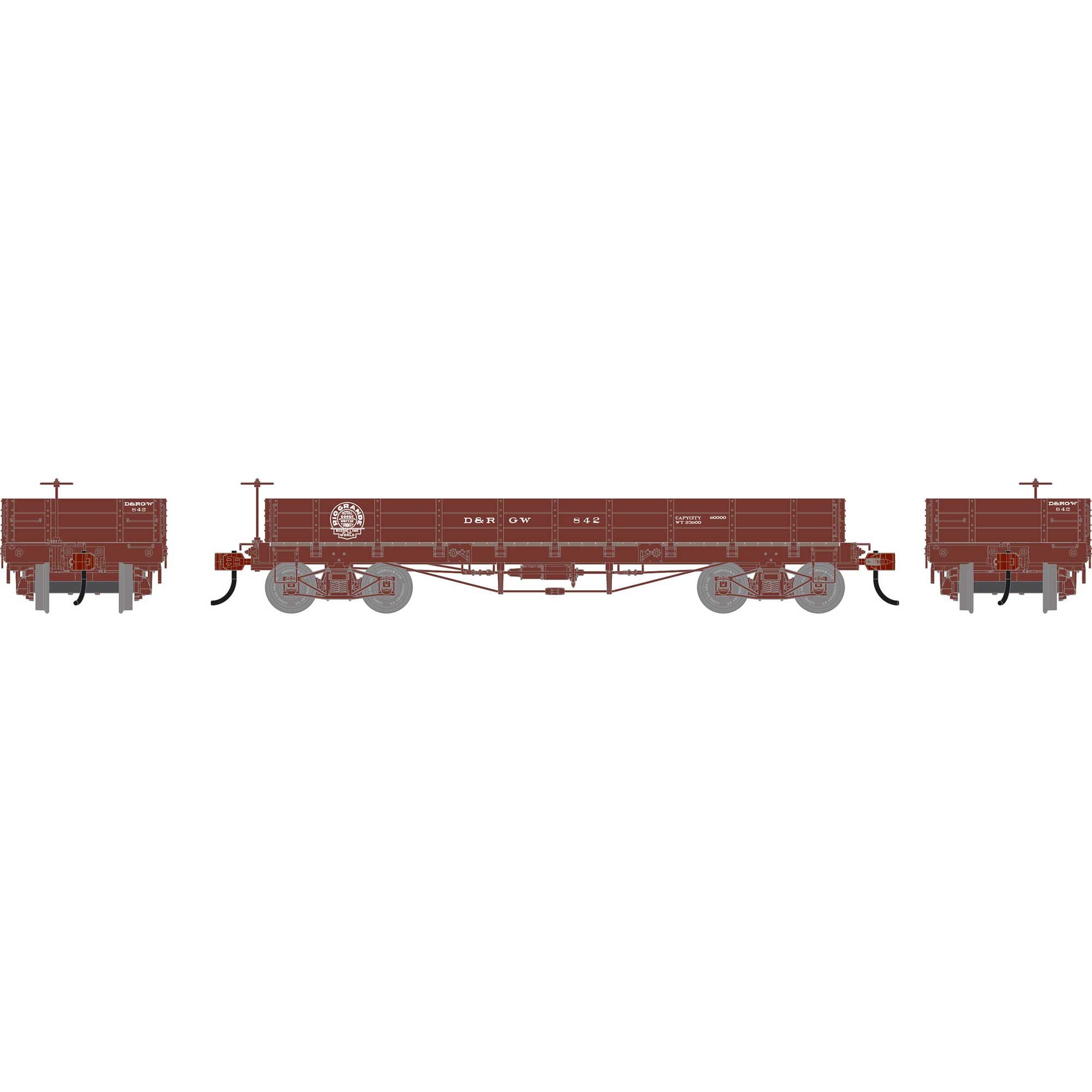 PREORDER Athearn HO 3122 36 Low Side Gondola with Drop Gates, Denver & Rio Grande Western #842