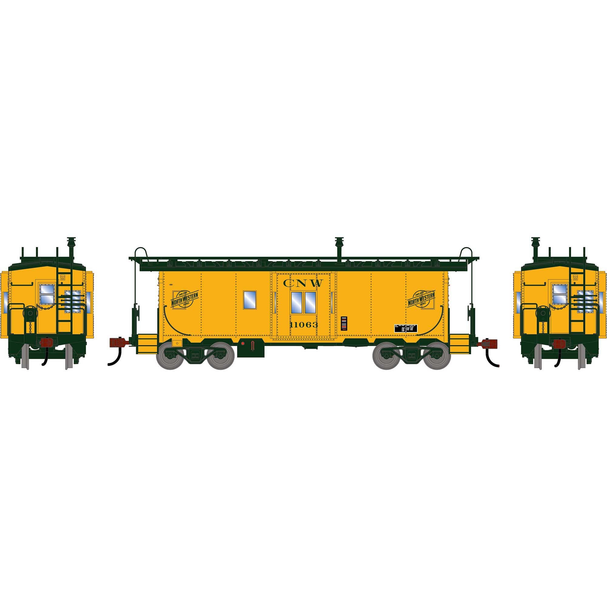 PREORDER Athearn HO 3155 Bay Window Caboose, Chicago & North Western #11063