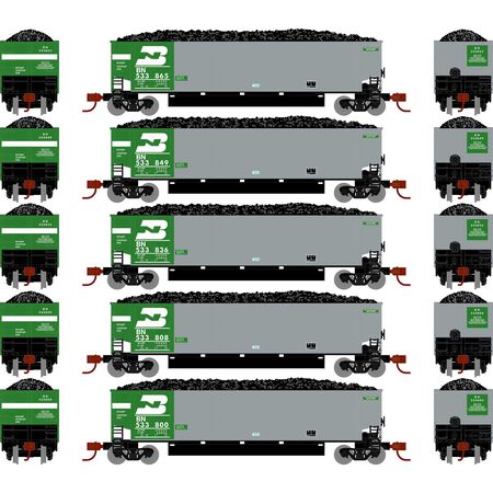 Athearn N 25058 Bethgon Coalporters with Loads, Burlington Northern #1 (5)