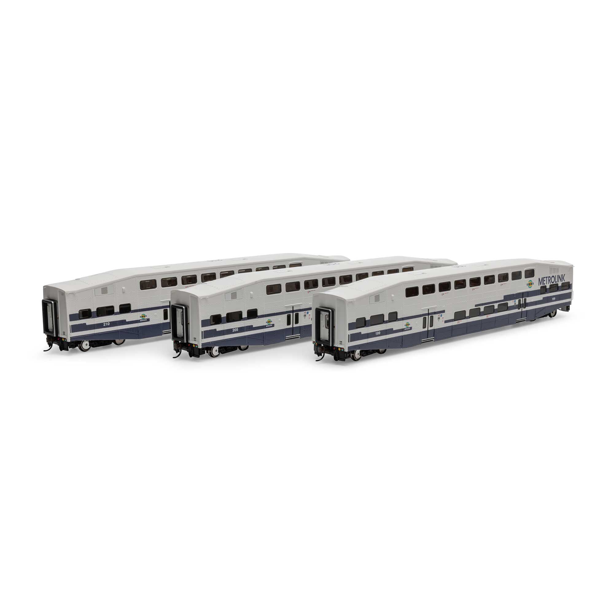 Athearn ATH29706 HO Bombardier Cab, Coach Car, As Delivered - SCAX #199/205/210