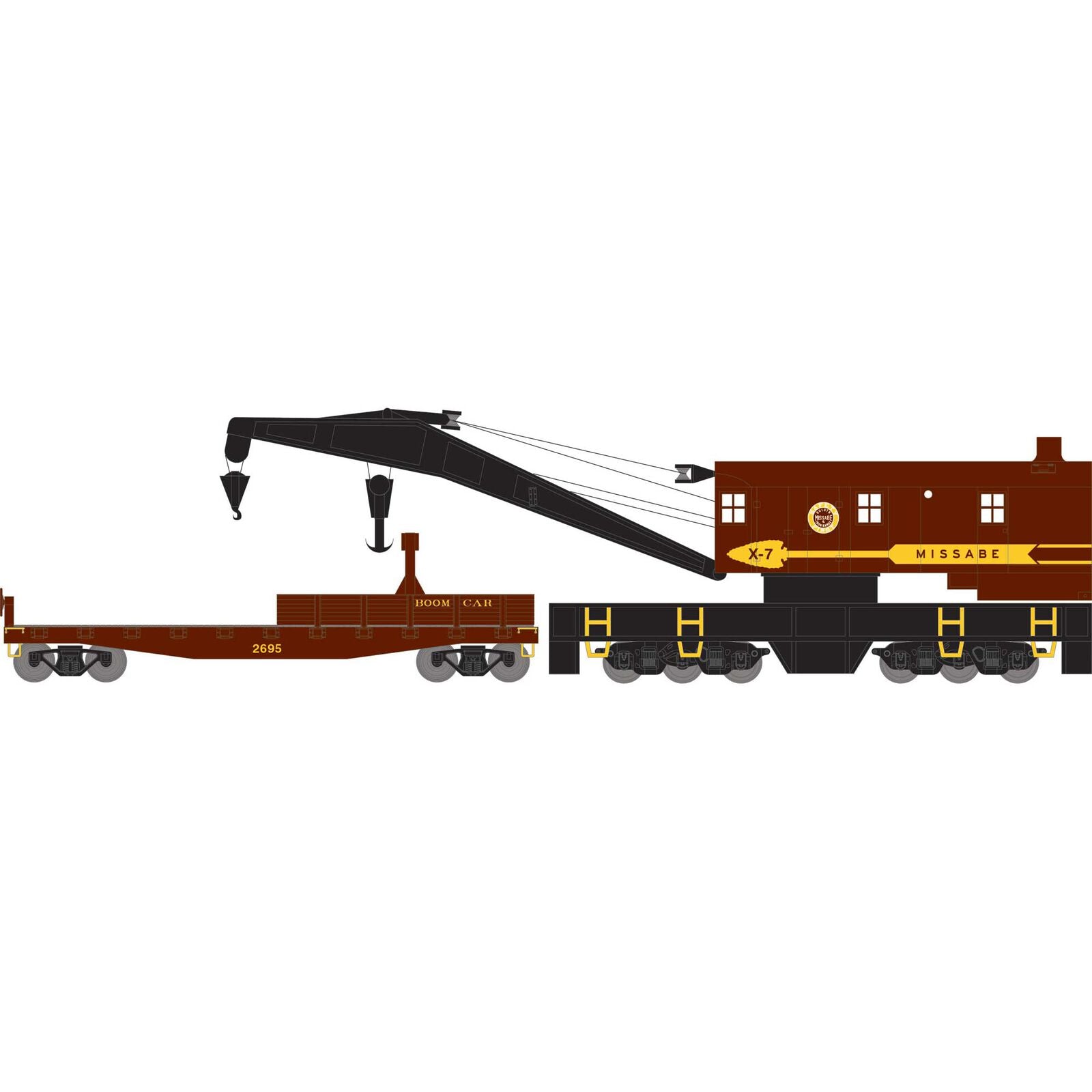 Athearn HO 75422 200-Ton Crane/Tender, Duluth Missabe and Iron Range #X-7/2695