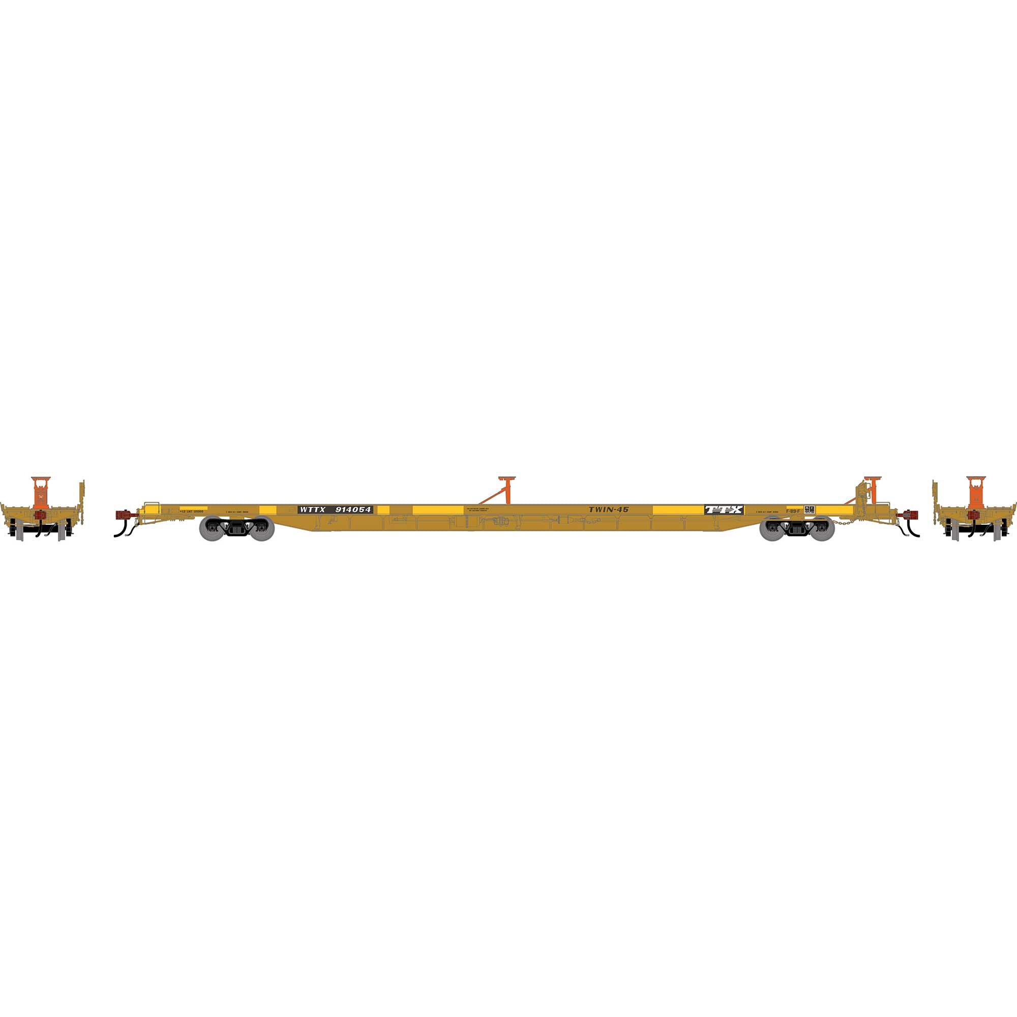 PREORDER Athearn Genesis HO ATHG-2243 F89-F Flat Car, WTTX 'Twin 45' #914054