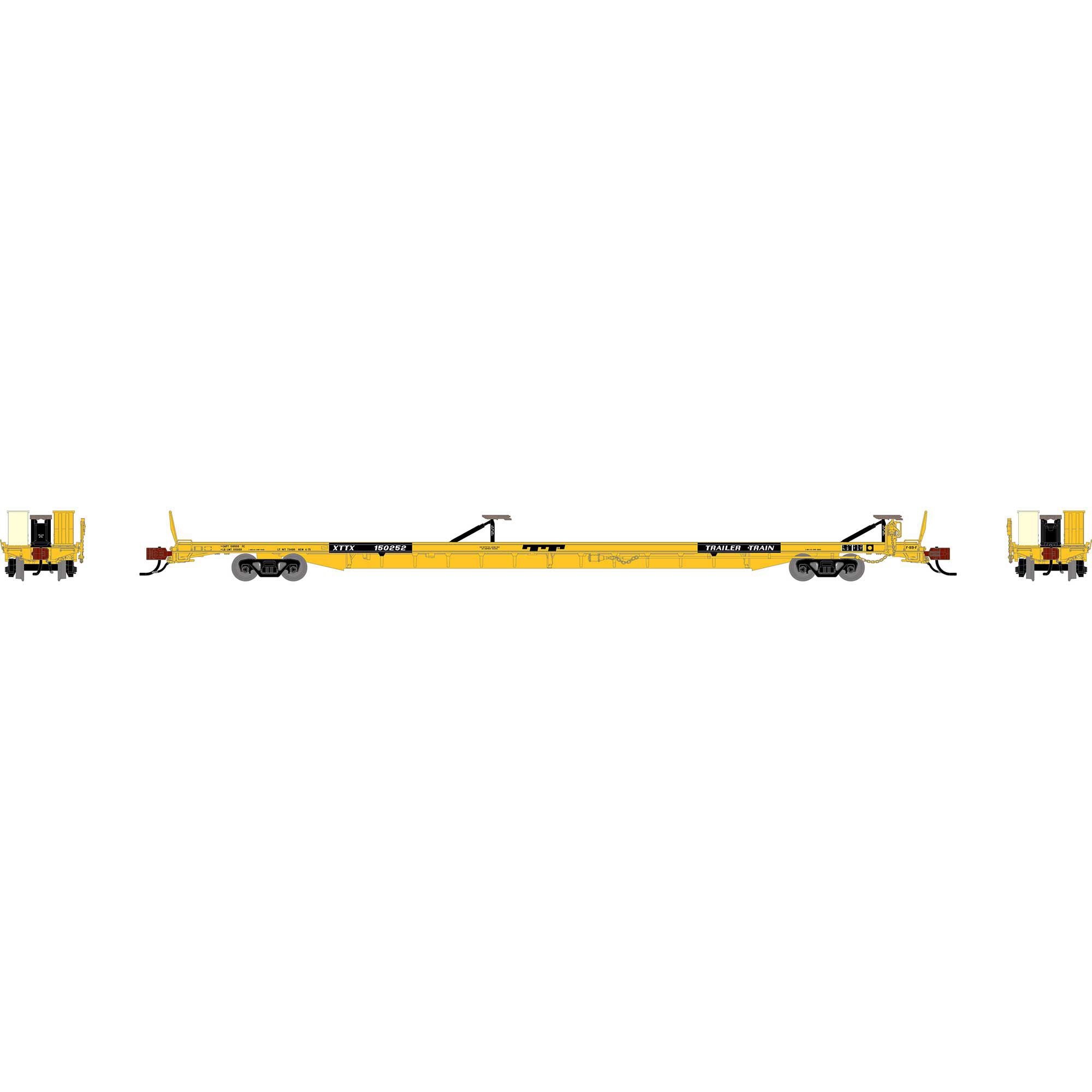 PREORDER Athearn Genesis N ATHG-2268 F89-F Flat Car, XTTX 'Yellow' #150252