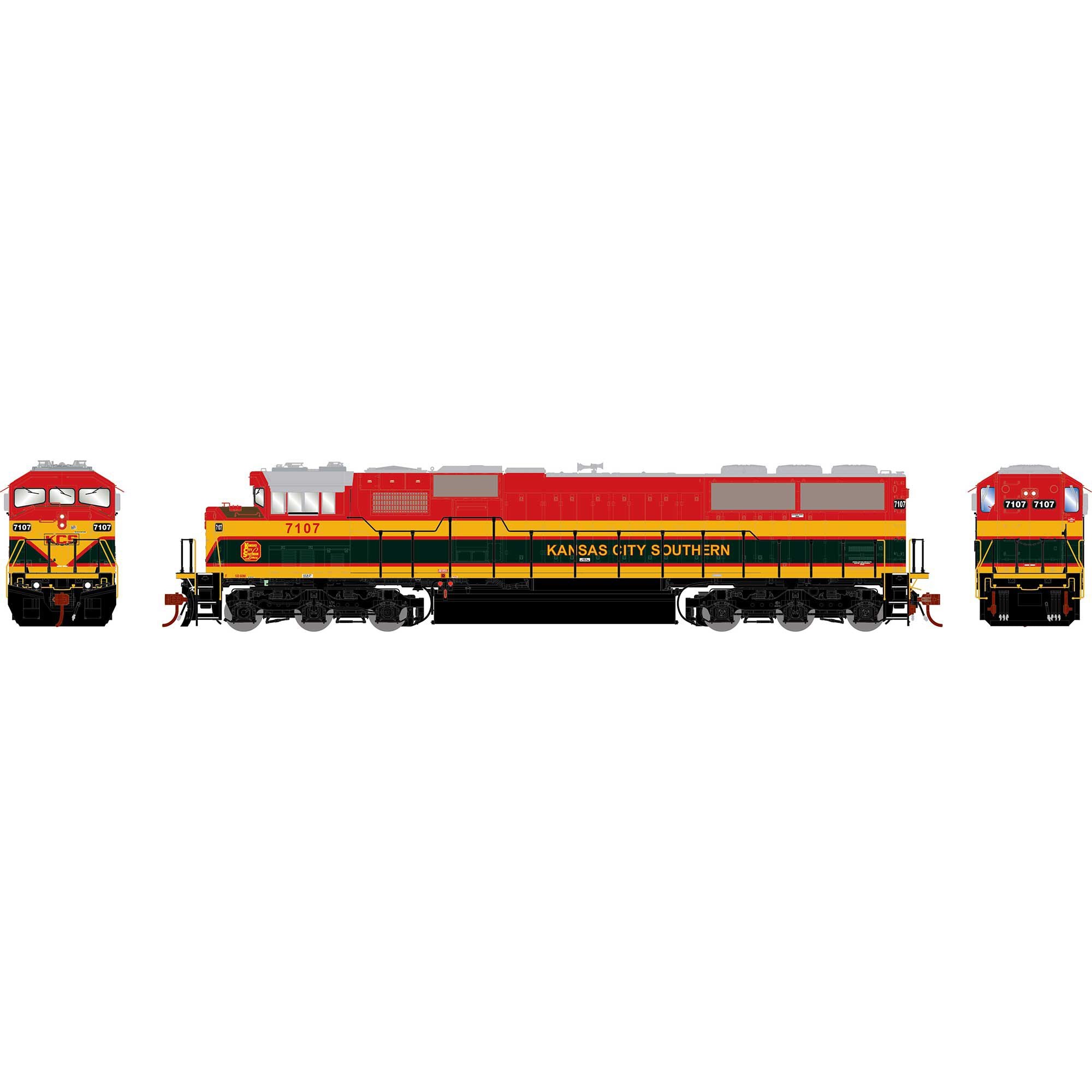 PREORDER Athearn Genesis HO G2368 EMD SD60M Tri-clops Diesel Locomotive, Kansas City Southern #7107 (DCC & Sound Equipped) | 337.49