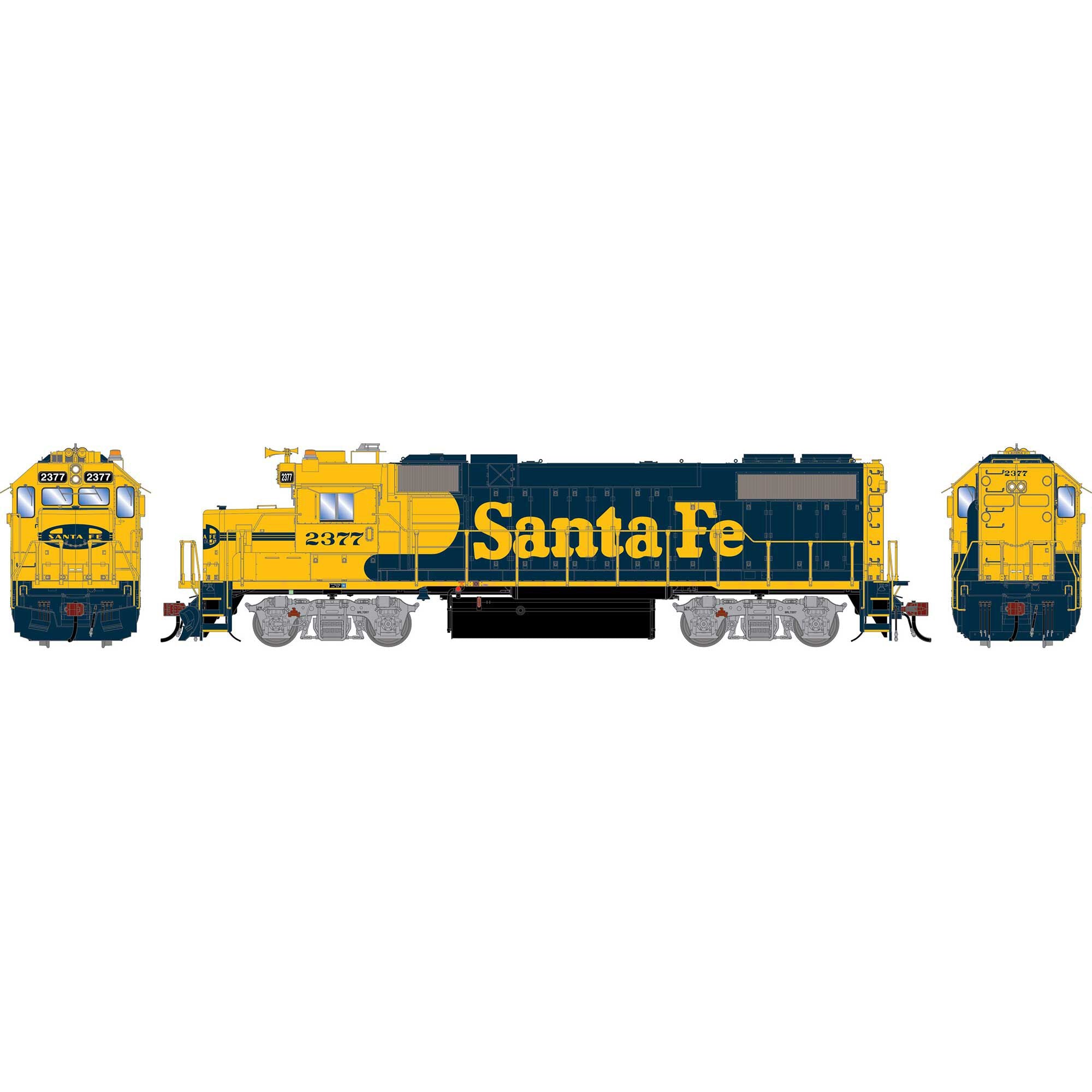 PREORDER Athearn Genesis HO G2385 EMD GP38-2 Diesel Locomotive, Santa Fe Yellow Bonnet #2377 (DCC & Sound Equipped) | 292.49