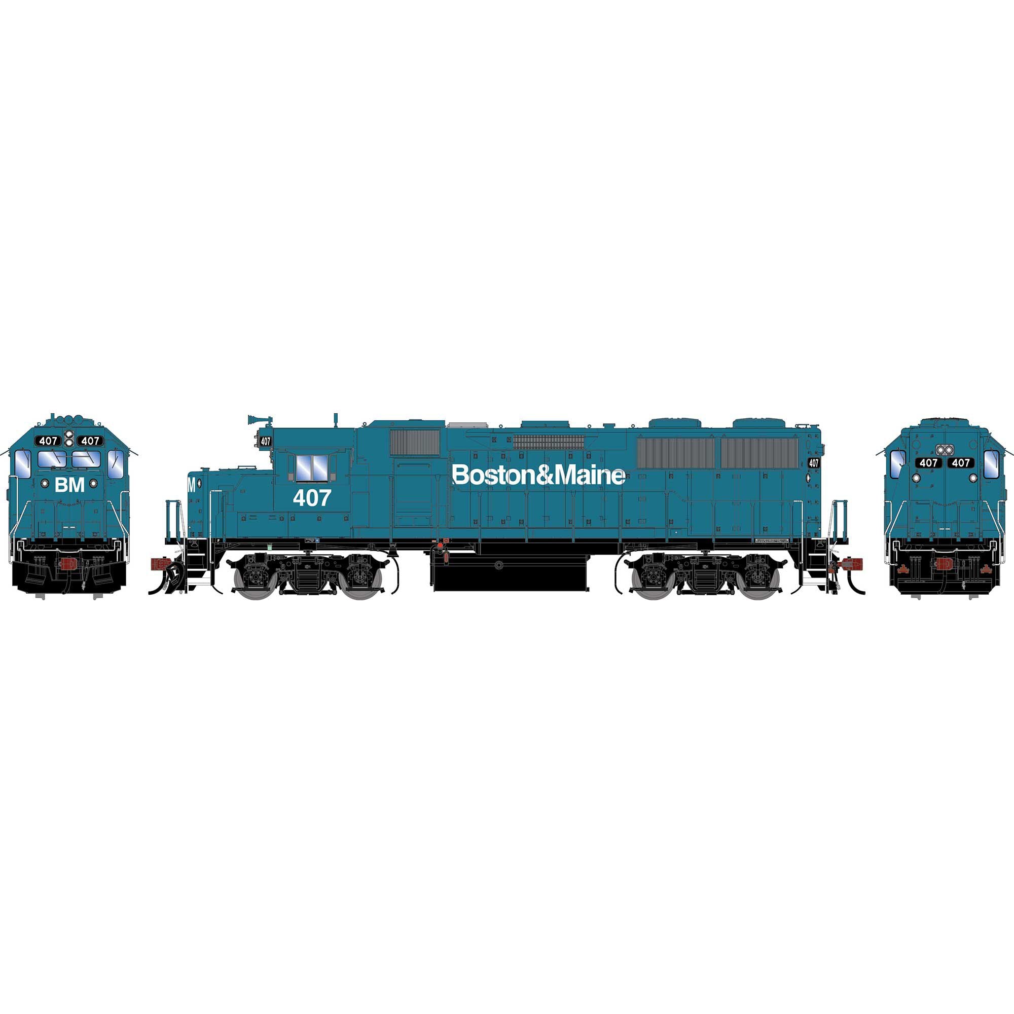 PREORDER Athearn Genesis HO G2433 GP49 Diesel Locomotive, Boston & Maine (Legendary Liveries) #407 (DCC & Sound Equipped) | 289.24