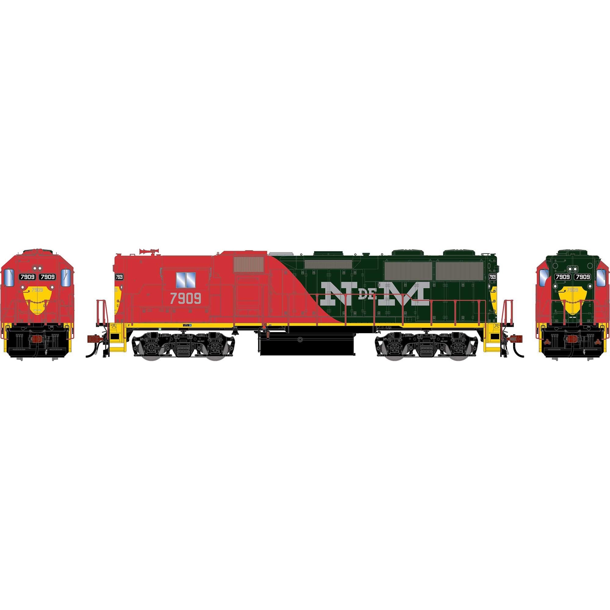 PREORDER Athearn Genesis HO G2435 GP49 Diesel Locomotive, Nacionales de Mexico (Legendary Liveries) #7909 (DCC & Sound Equipped) | 289.24