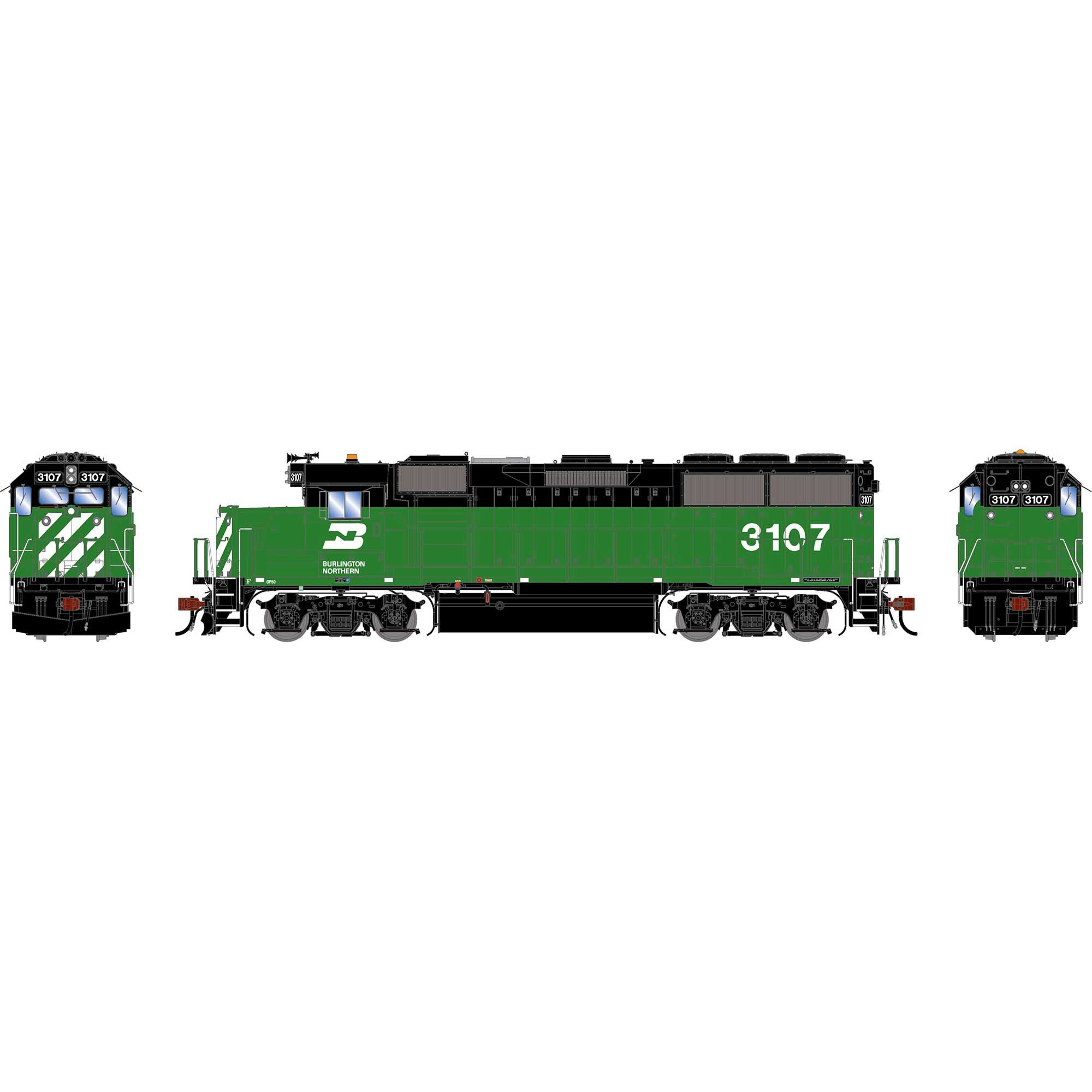 PREORDER Athearn Genesis HO G2456 GP50 PH I Diesel Locomotive, Burlington Northern #3107 (DCC & Sound Equipped) | 289.24