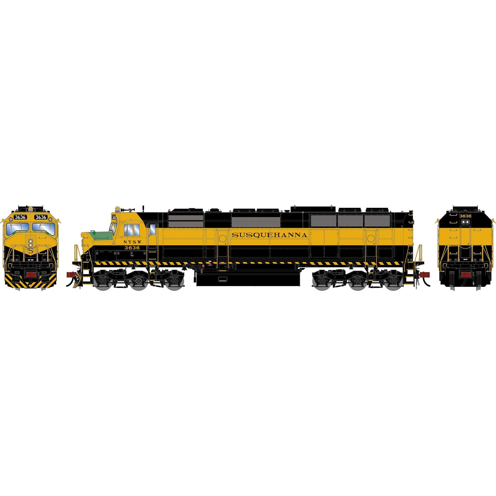 PREORDER Athearn Genesis HO G2614 F45 Locomotive, New York Susquehanna & Western #3636