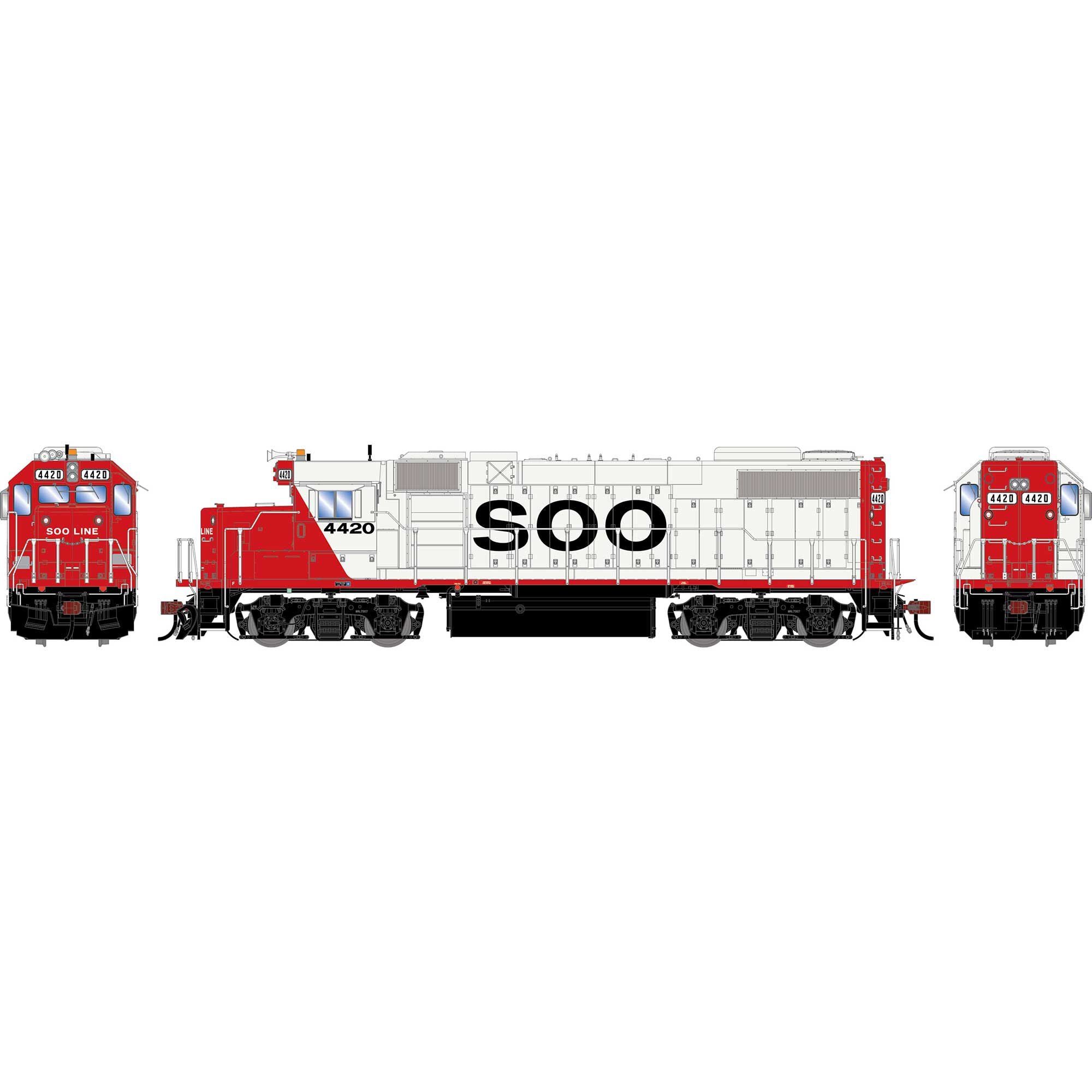 PREORDER Athearn Genesis HO G2644 GP38-2 Diesel Locomotive, Soo Line #4420