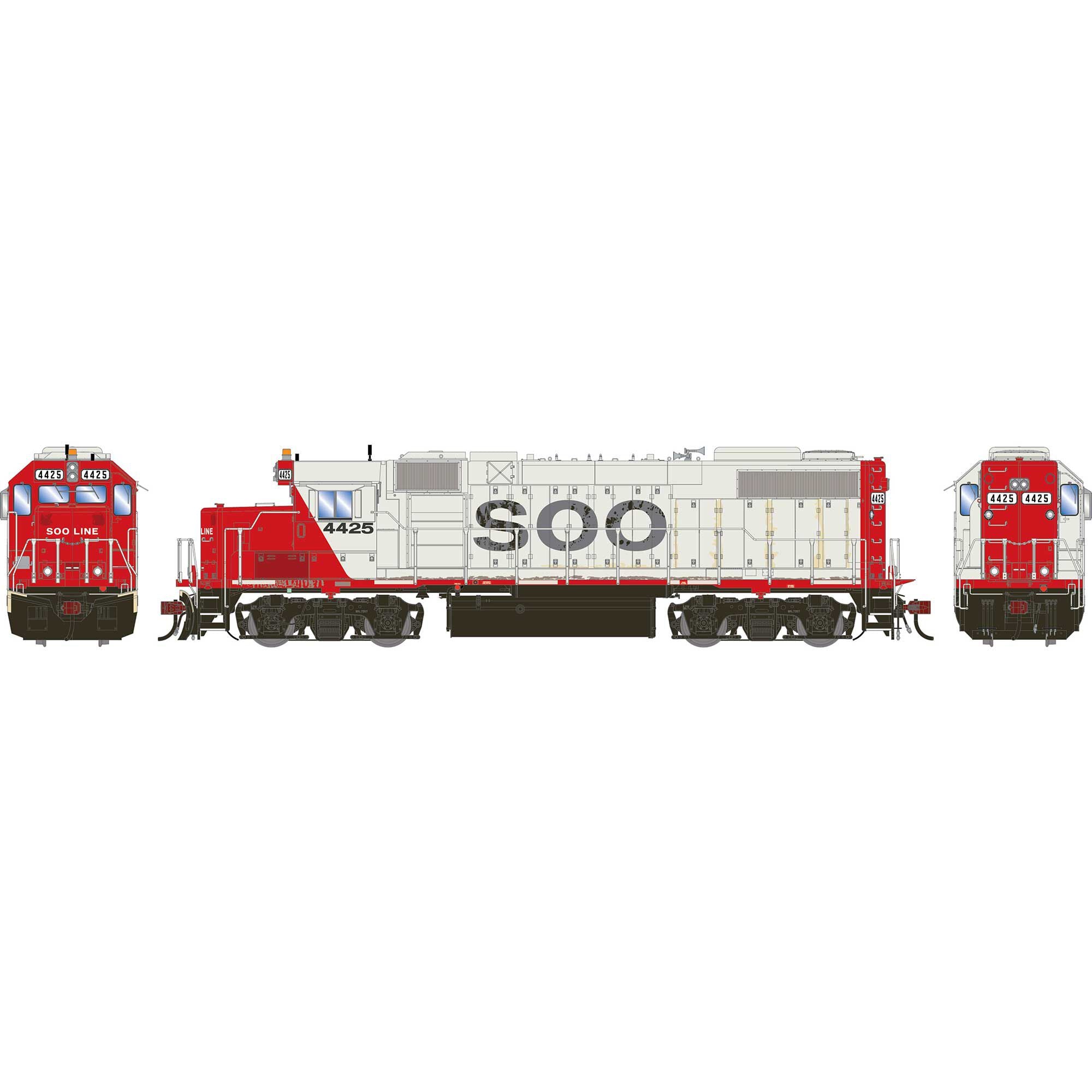 PREORDER Athearn Genesis HO G2646 GP38-2 Diesel Locomotive, Soo Line Primed For Grime #4425