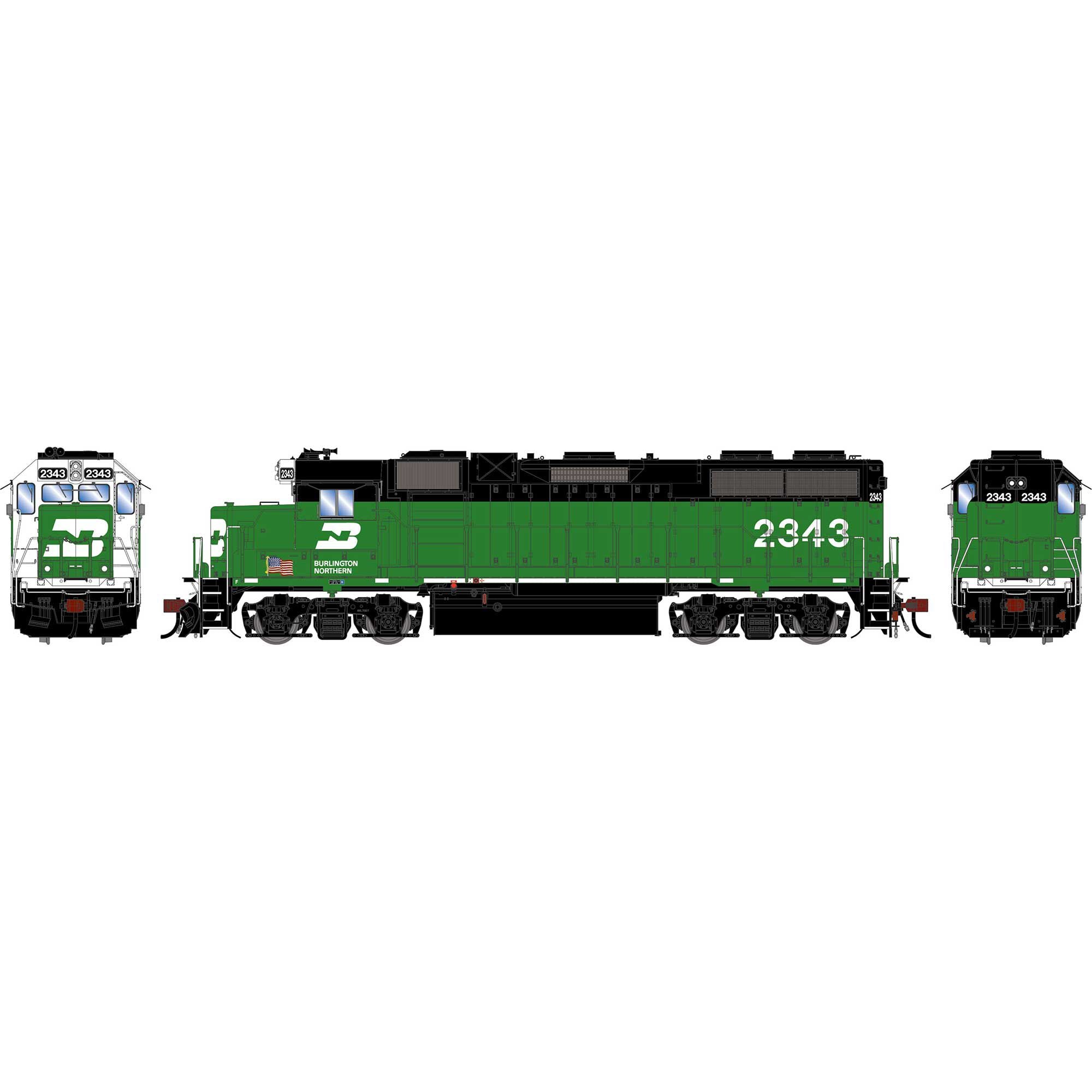 PREORDER Athearn Genesis HO G2669 GP38-2 Diesel Locomotive, Burlington Northern #2343 (DCC & Sound Equipped)