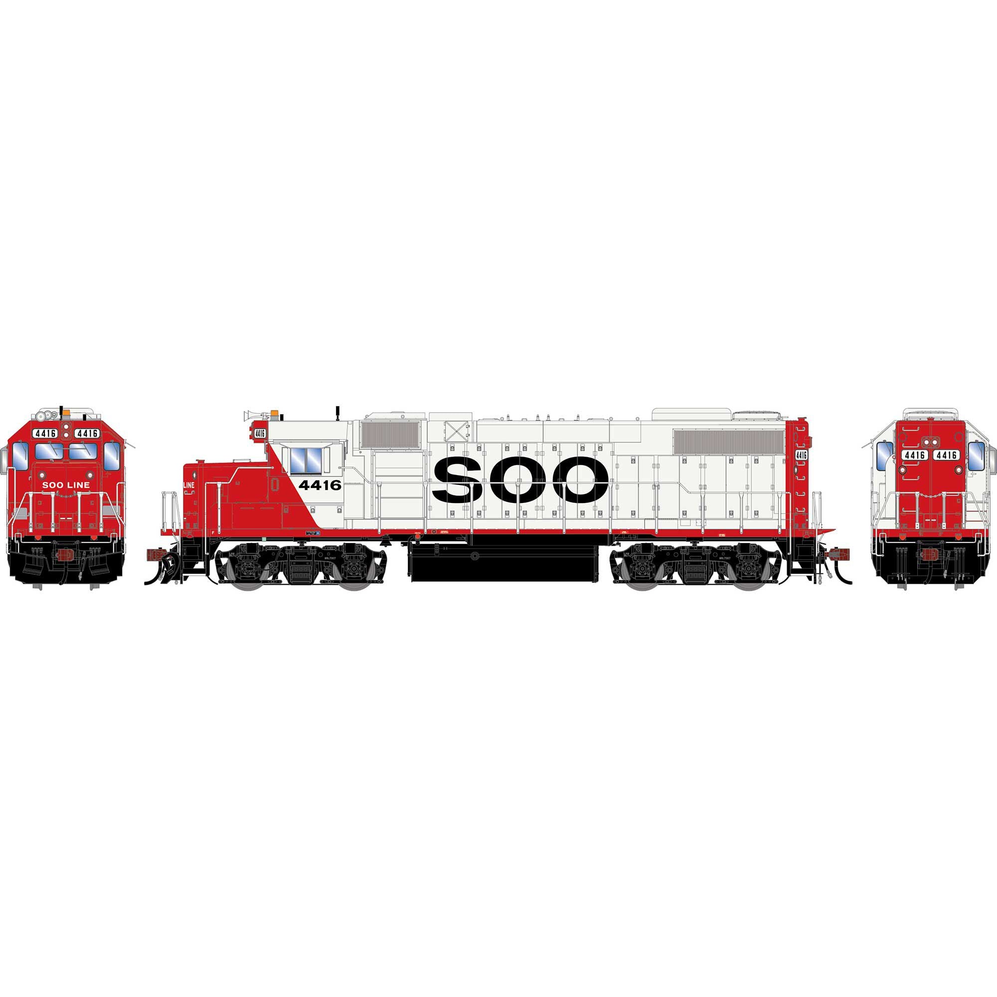 PREORDER Athearn Genesis HO G2672 GP38-2 Diesel Locomotive, Soo Line # 4416 (DCC & Sound Equipped)