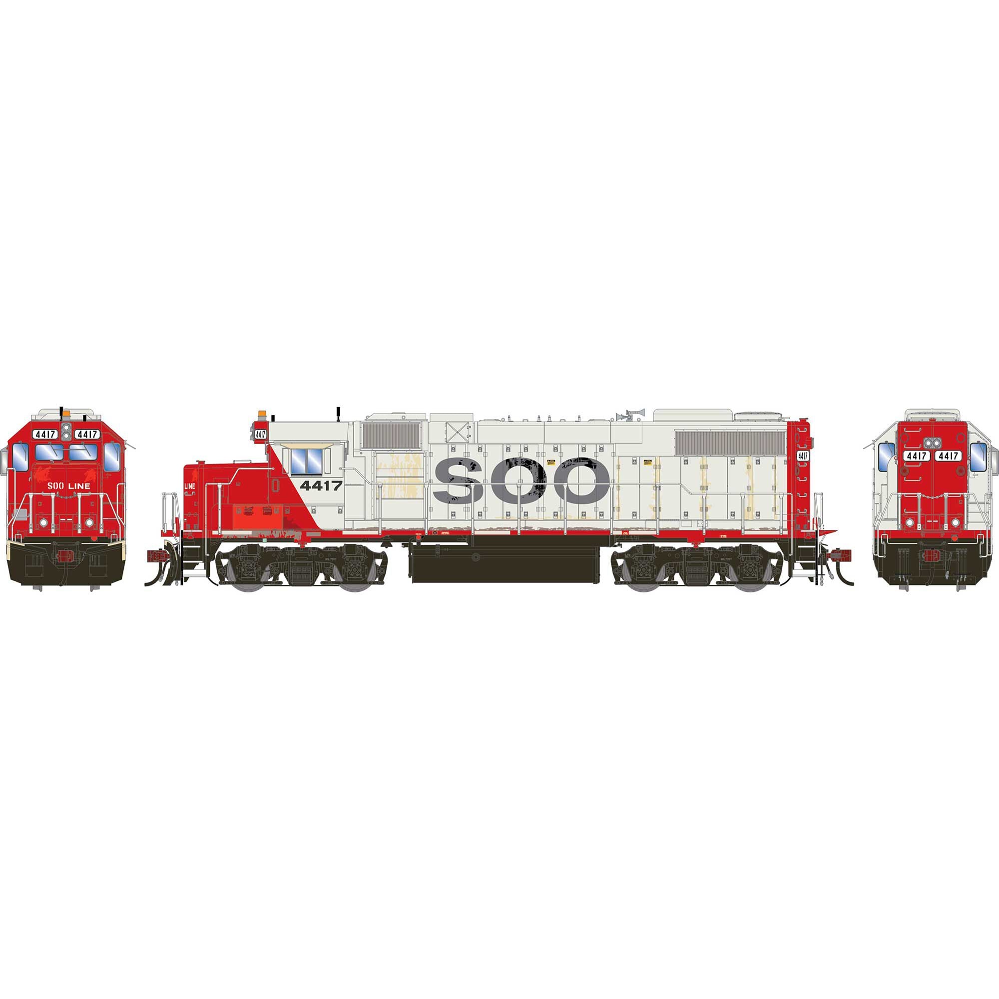 PREORDER Athearn Genesis HO G2673 GP38-2 Diesel Locomotive, Soo Line Primed For Grime # 4417 (DCC & Sound Equipped)
