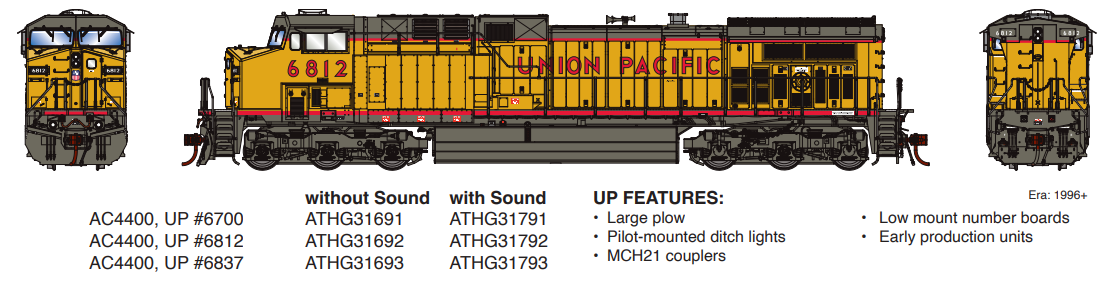 Athearn Genesis ATHG31793 HO AC4400CW w/DCC & Sound, UP #6837