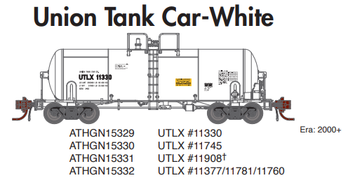 Athearn Genesis ATHGN15329 N 13,600-Galon Acid Tank, UTLX/White #11330