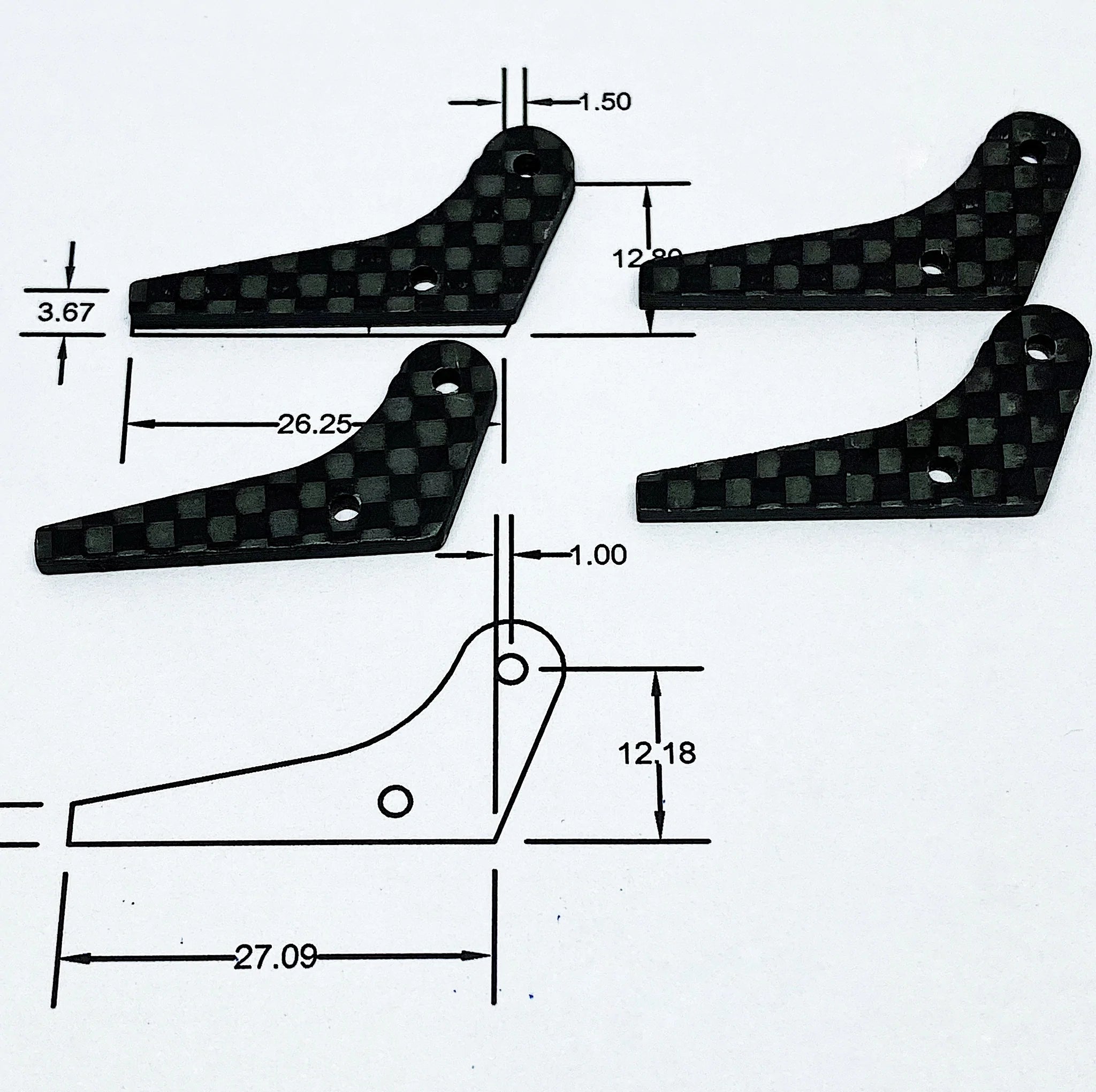 CFK Control Horn 12.18mm for DS