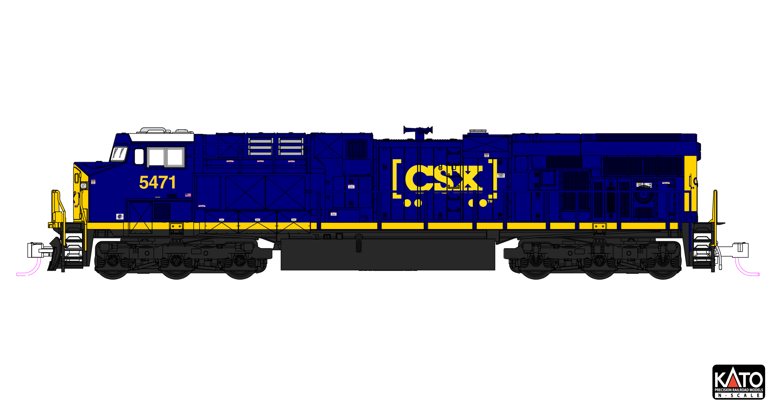 PREORDER Kato N 1768964DCC ES40DC Diesel Locomotive, CSX #5471 (DCC Equipped)