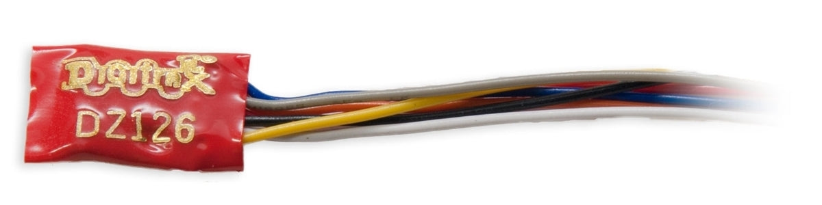 Digitrax Z/N/HO DZ126 Scale Mobile Decoder 1 Amp/1.5 Amp Peak, (2FX3 Functions, 0.5 Amp)