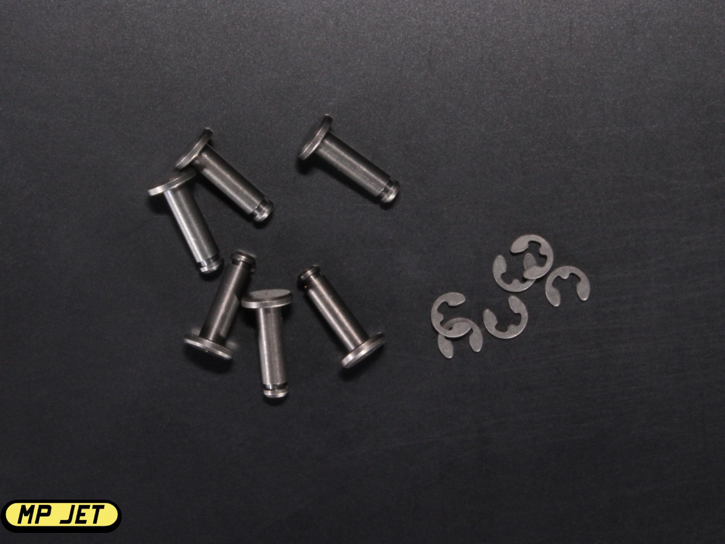 MP Jet Replacement Steel Clevis Pins 2.5mm Diameter / With E Clips / 6pk