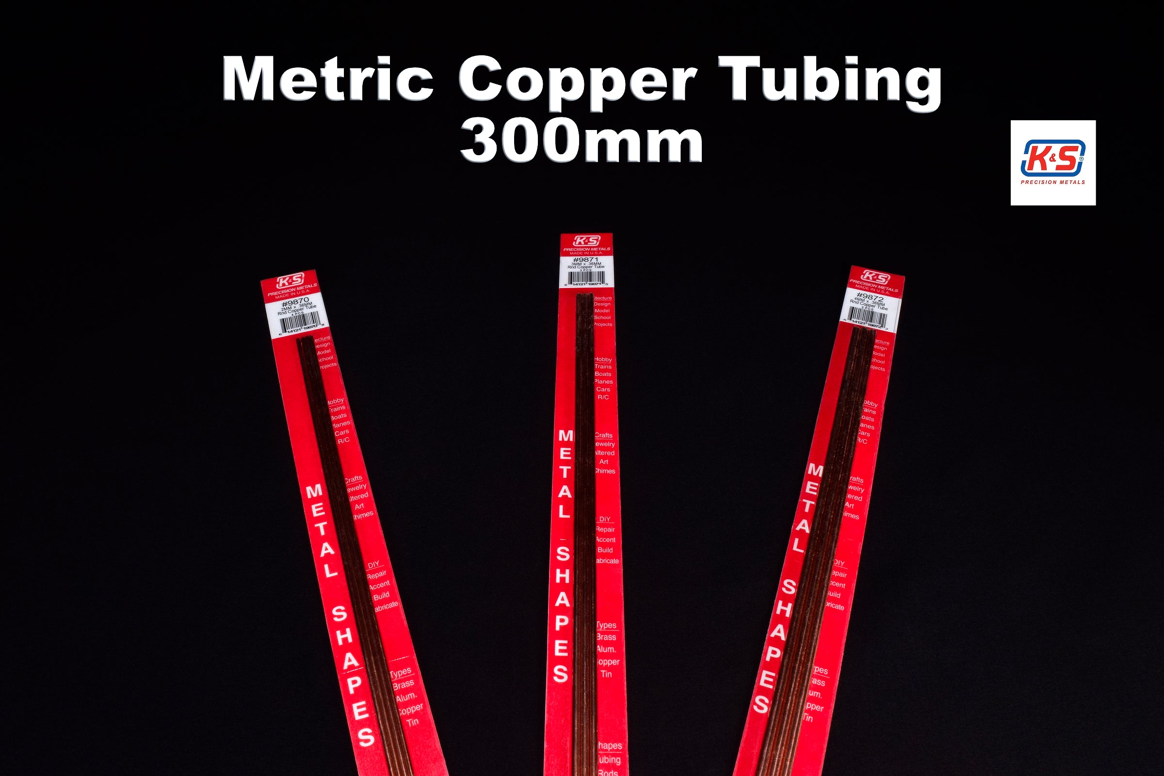 K&S 3mm OD Round Copper Tube 300mm (Pack of 3)