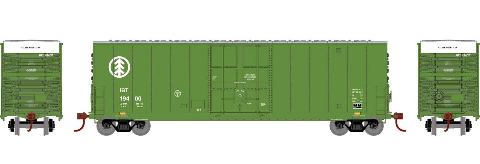 Roundhouse HO -1174 50' High-Cube Smooth Side Box Car, IBT #19400