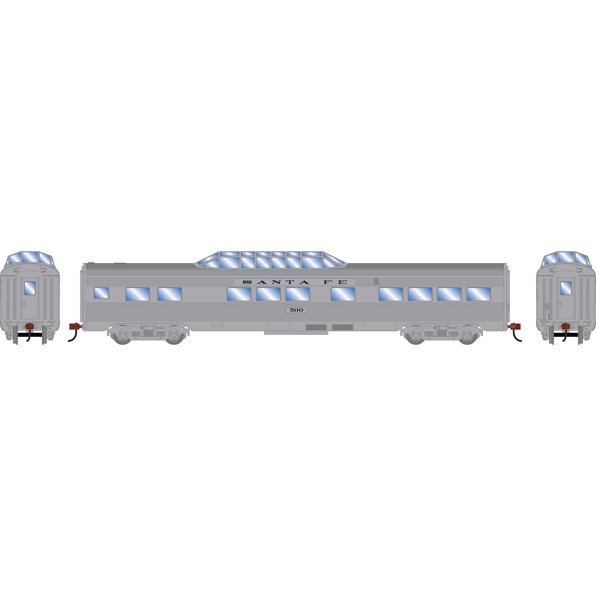 PREORDER Roundhouse HO 3521 Streamline Dome Car, Atchison Topeka & Santa Fe #500