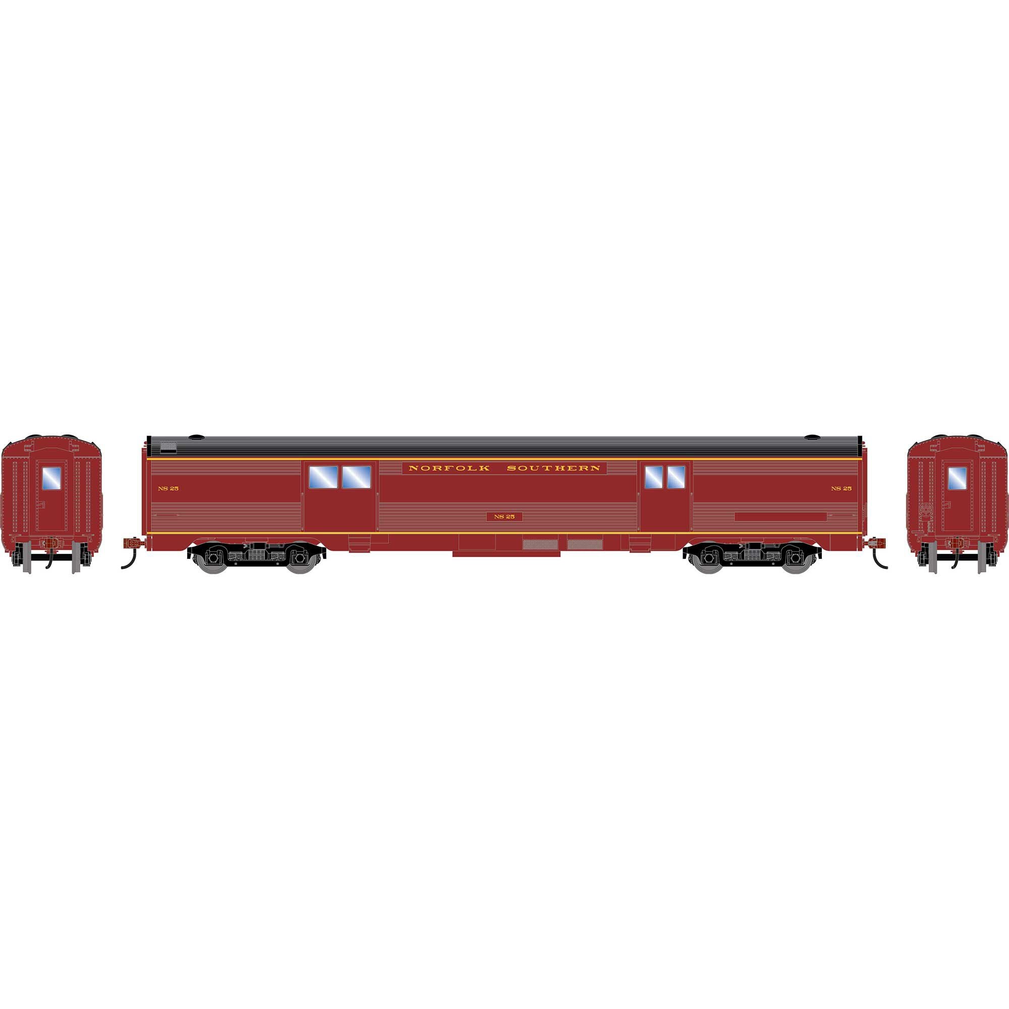 PREORDER Roundhouse HO 3528 Streamline Baggage Car, Norfolk Southern #25