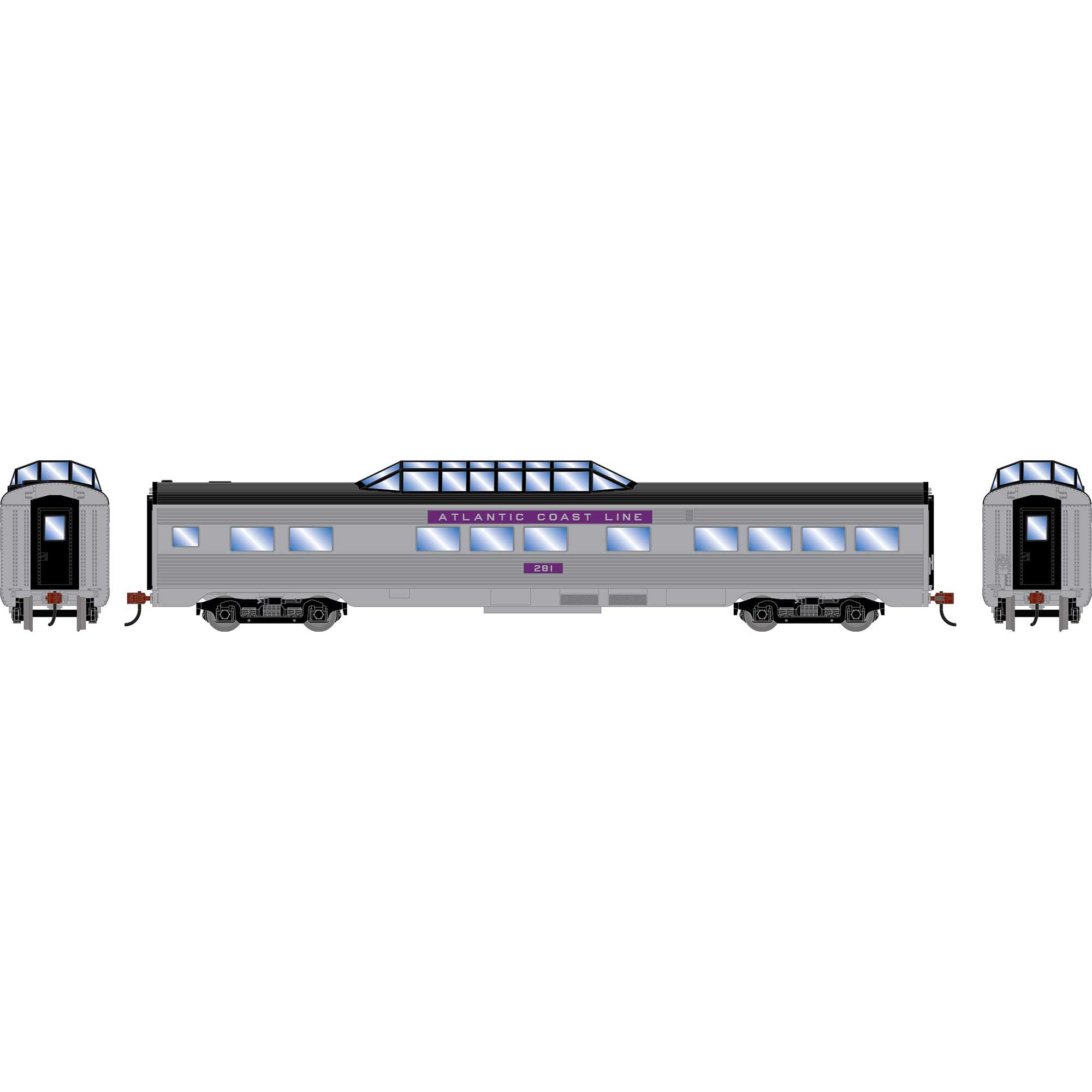 PREORDER Roundhouse HO 3537 Streamline Dome Car, Atlantic Coast Line #281